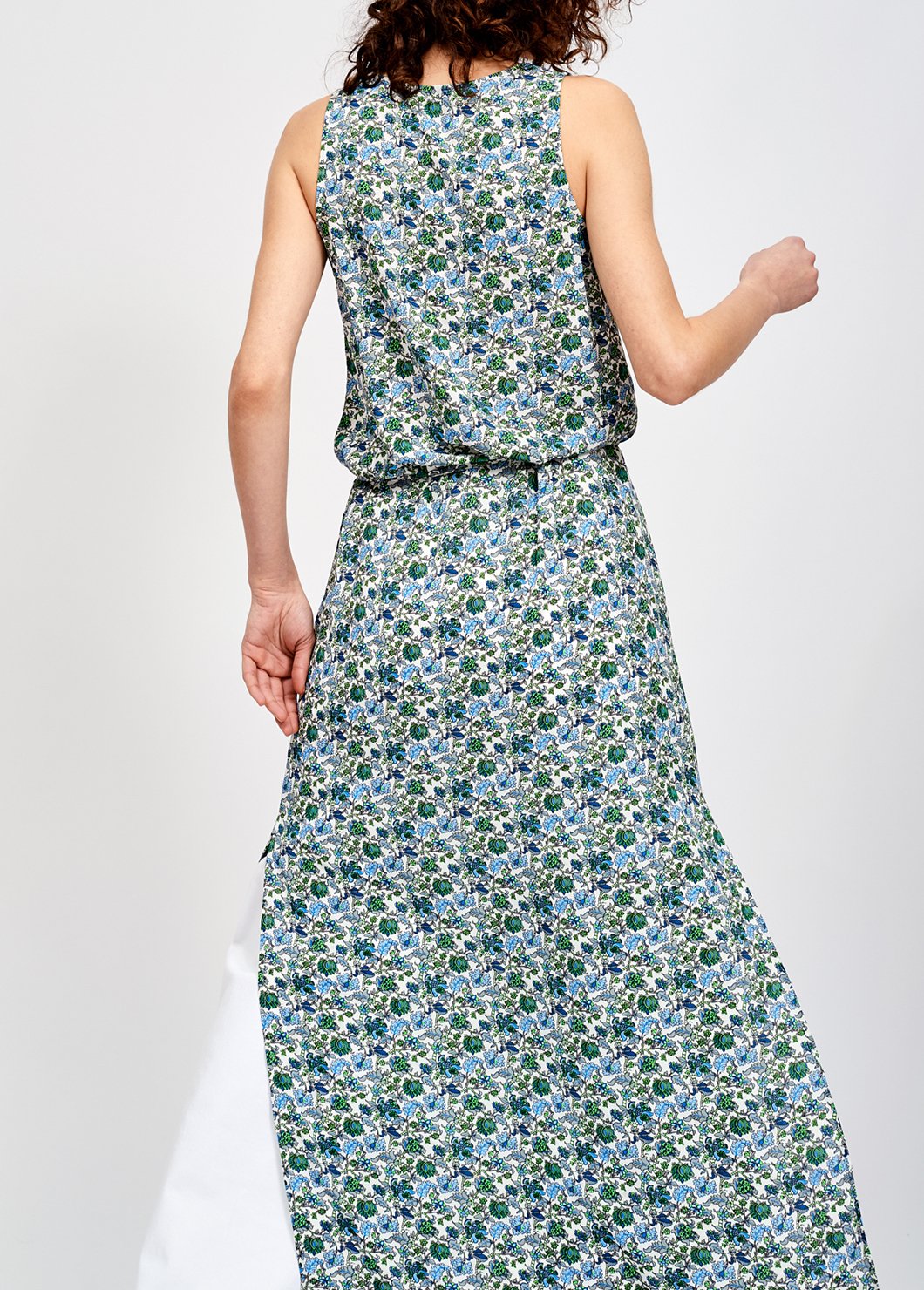 Floral print sleeveless maxi dress with rhinestones RE—SSENTIEL second-hand photo 7