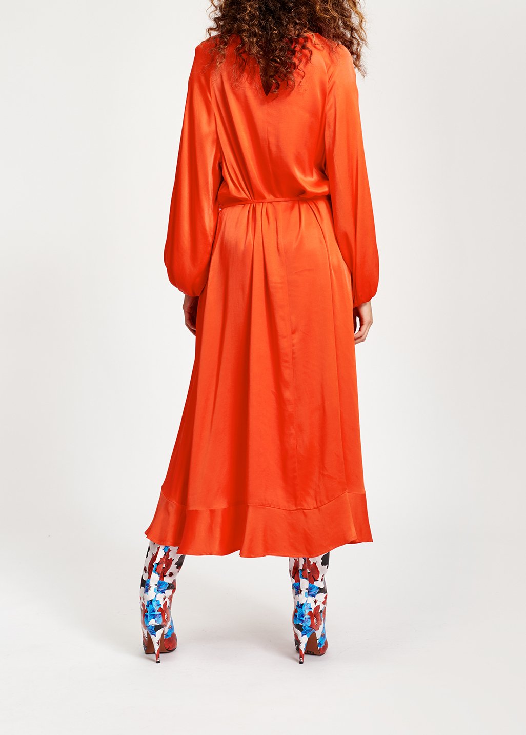 Oranje midi-jurk RE—SSENTIEL tweedehands photo 5