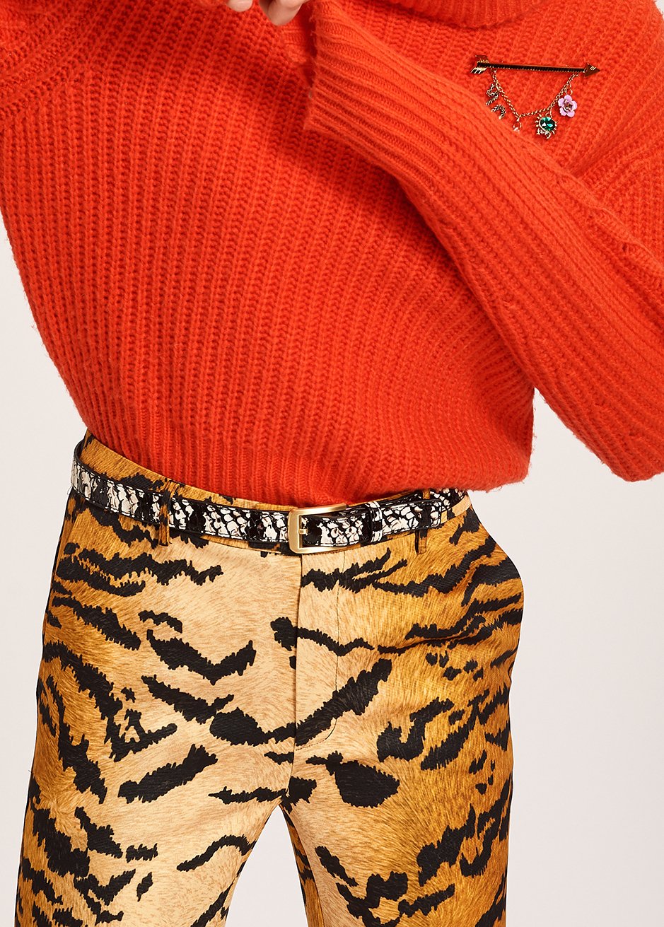 Pull orange à  col roulé en maille côtelée RE—SSENTIEL seconde main photo 3