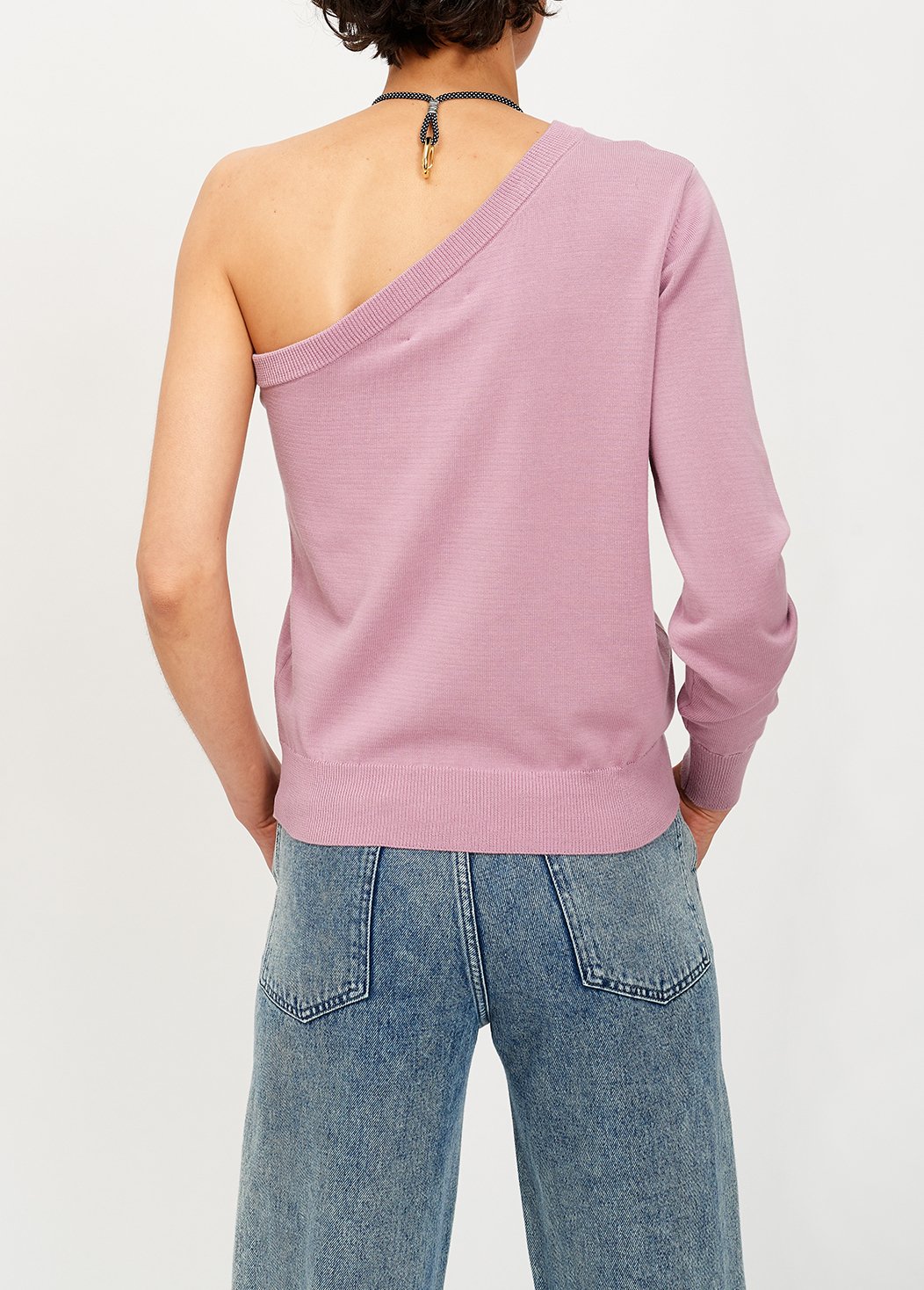 Lilac cotton one-shoulder sweater RE—SSENTIEL second-hand photo 4