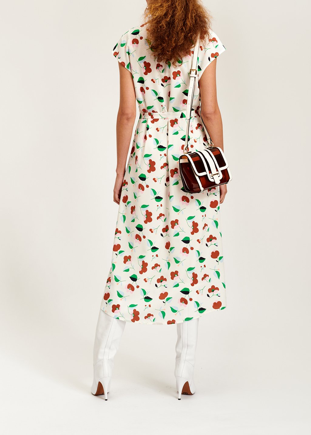 Off-white floral belted midi dress RE—SSENTIEL second-hand photo 3