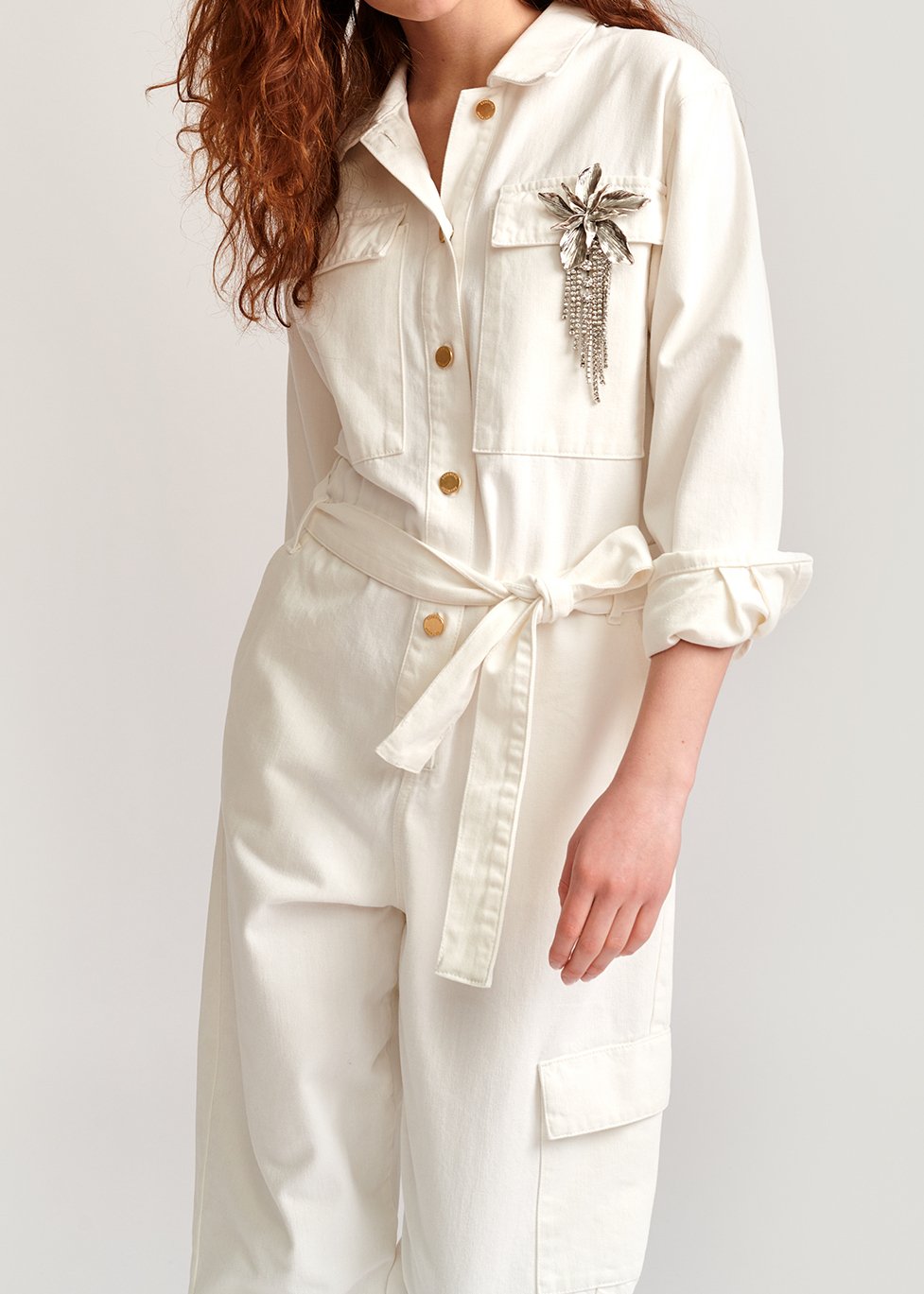 Gebroken witte jeans jumpsuit RE—SSENTIEL tweedehands photo 4