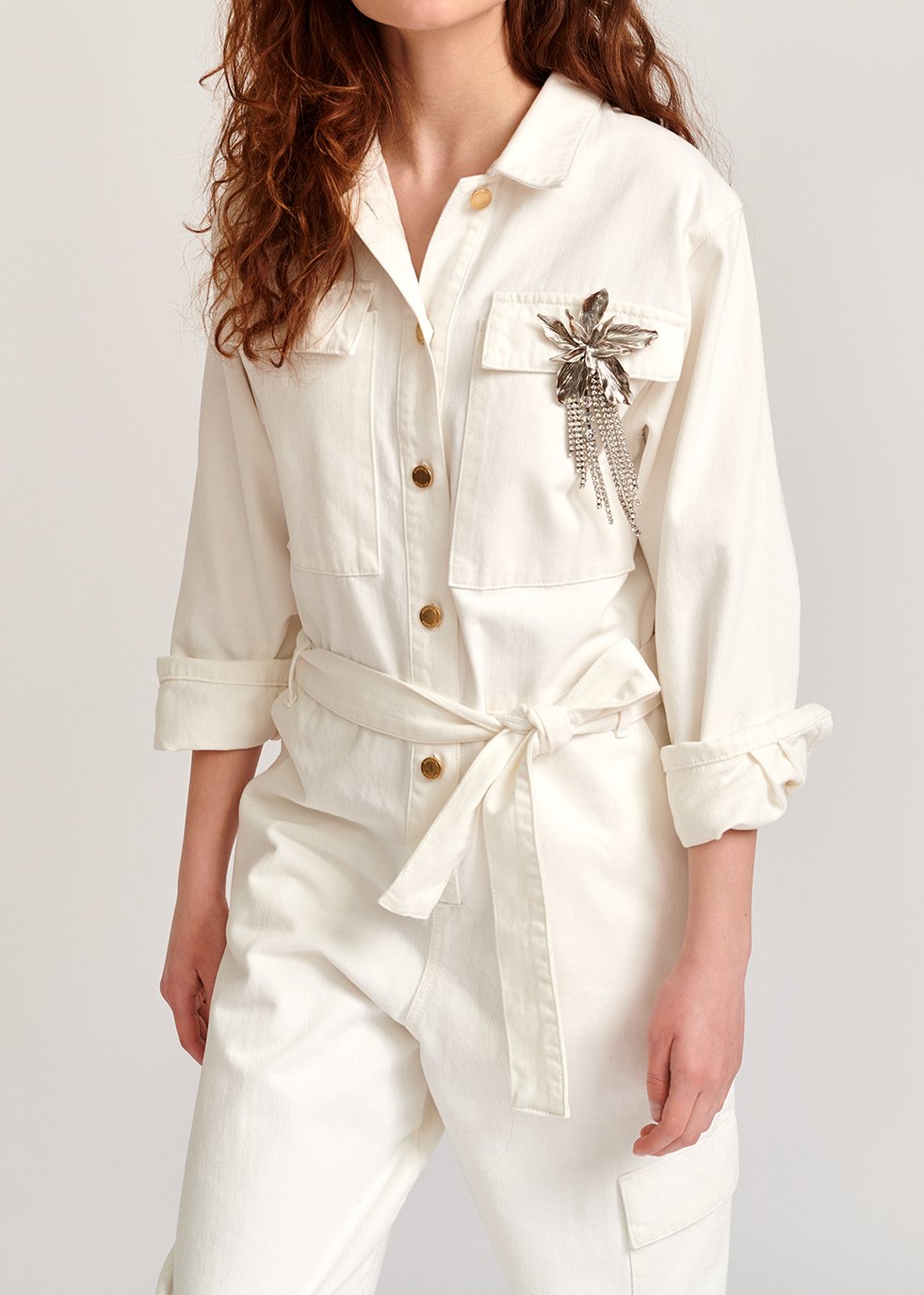 Gebroken witte jeans jumpsuit RE—SSENTIEL tweedehands photo 5