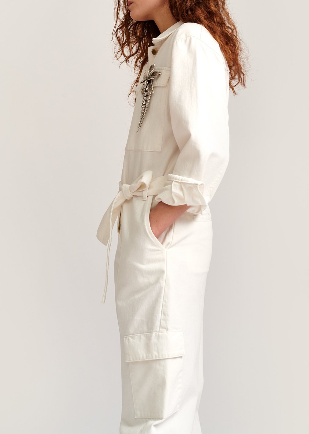 Gebroken witte jeans jumpsuit RE—SSENTIEL tweedehands photo 7