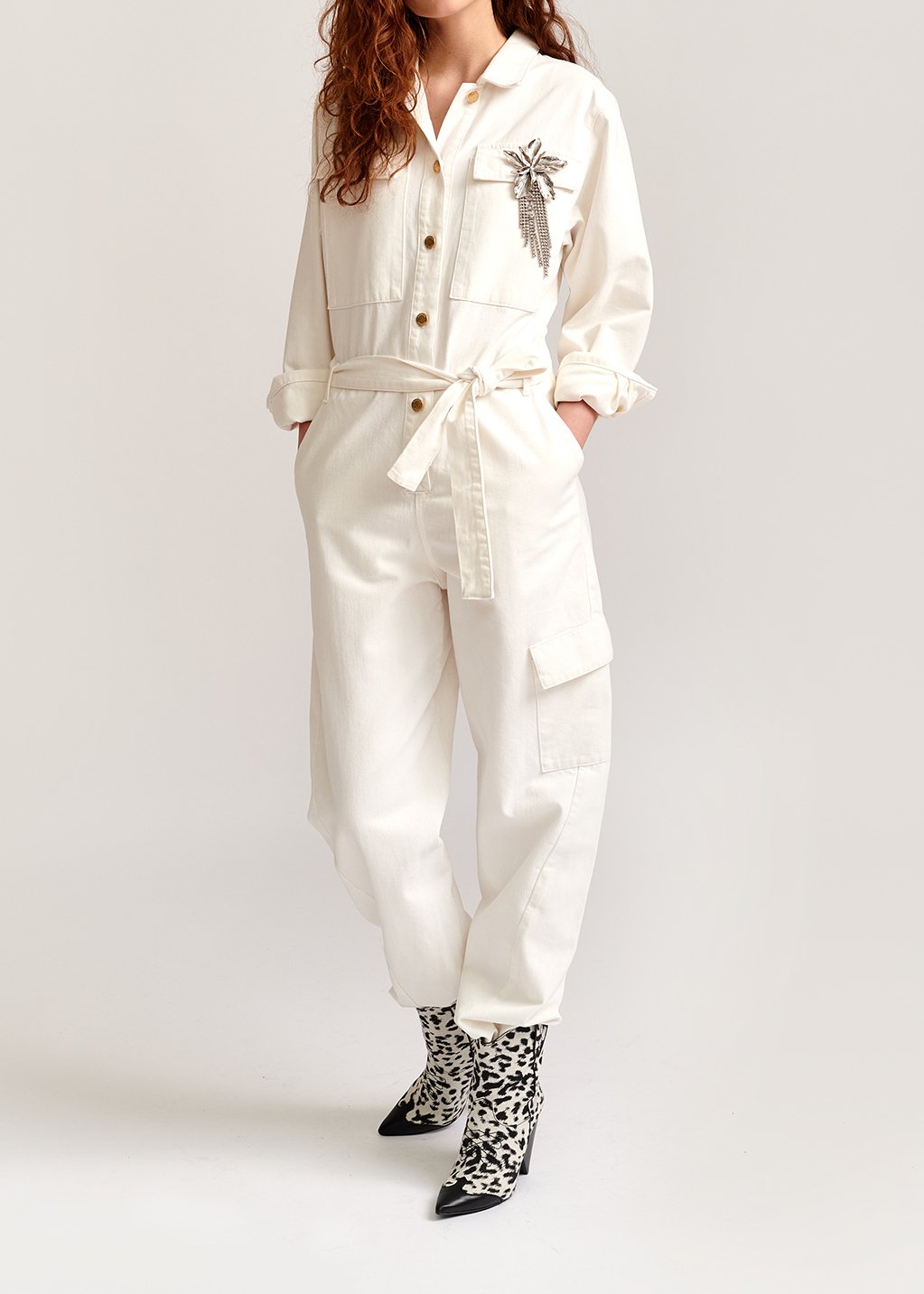 Gebroken witte jeans jumpsuit RE—SSENTIEL tweedehands photo 8