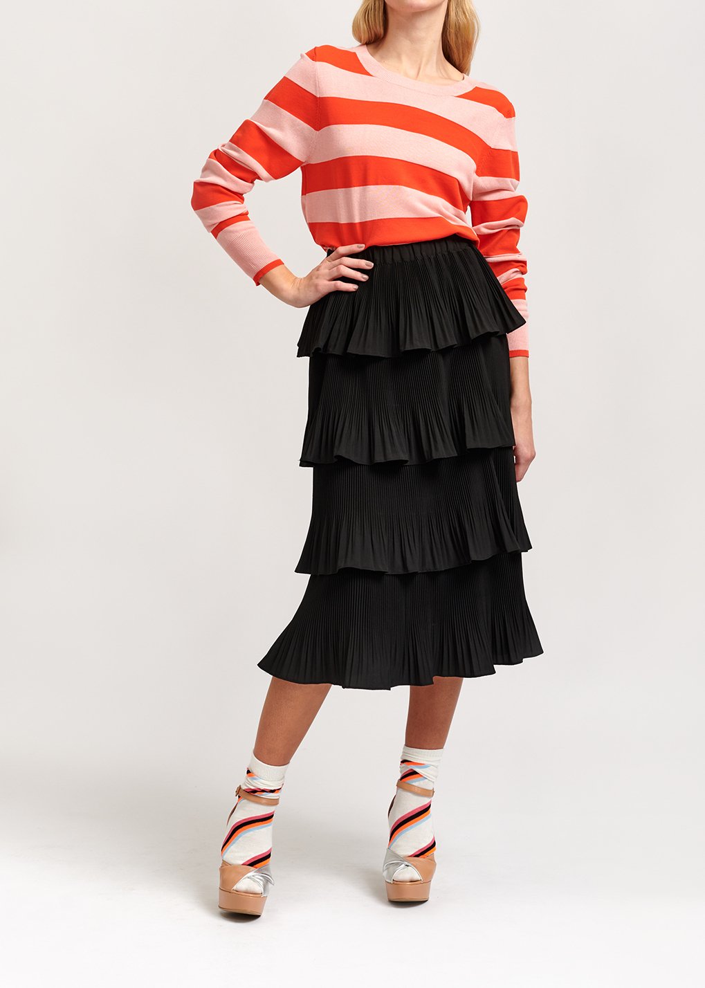 Pull à  rayures rose clair et orange RE—SSENTIEL seconde main photo 9