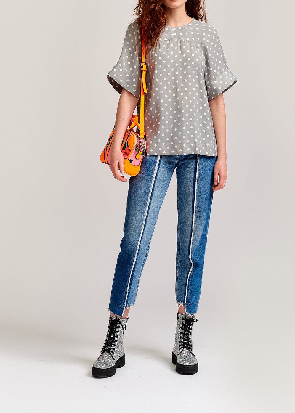 Grey polka dot top RE—SSENTIEL second-hand photo 7