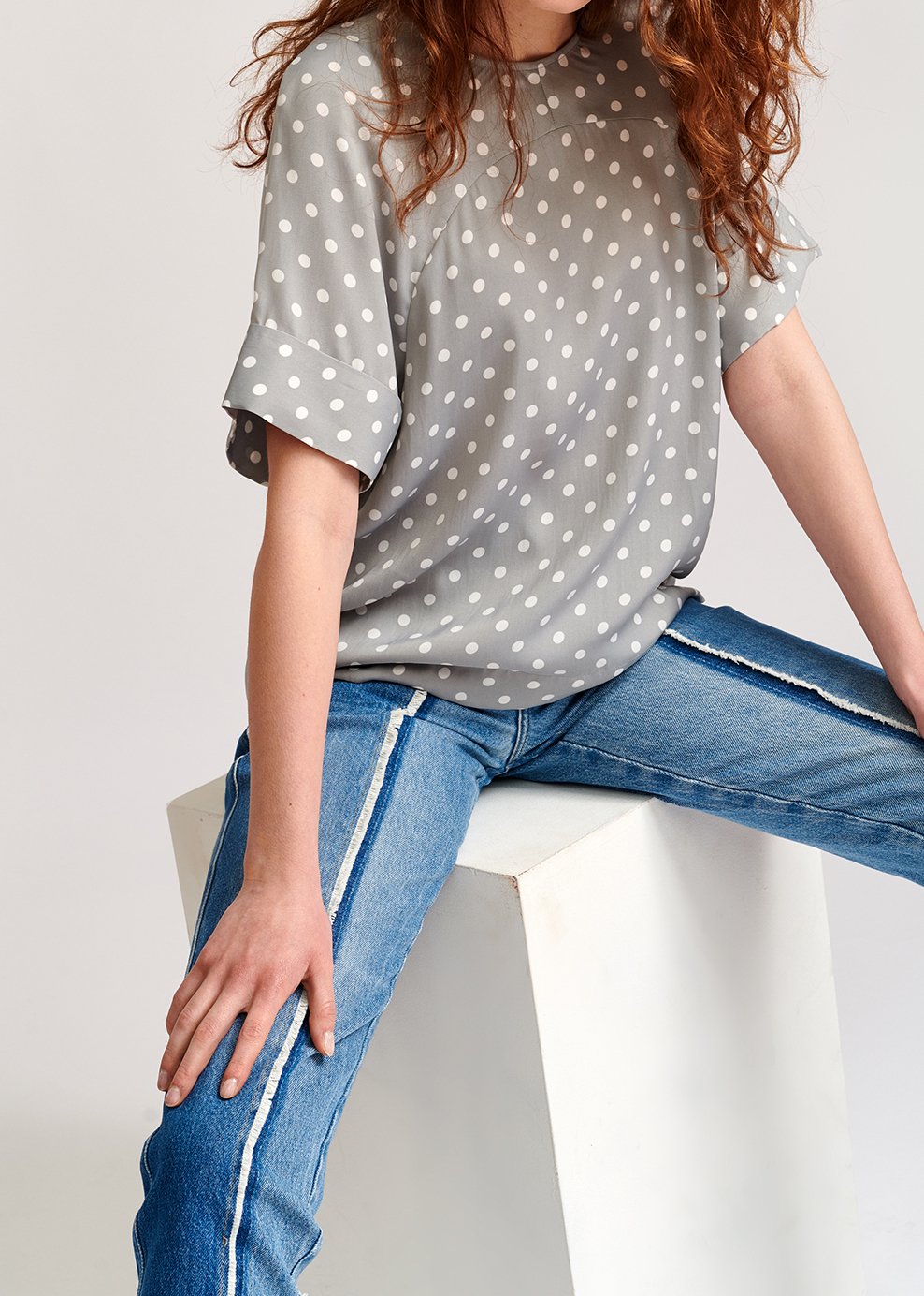 Grey polka dot top RE—SSENTIEL second-hand photo 8