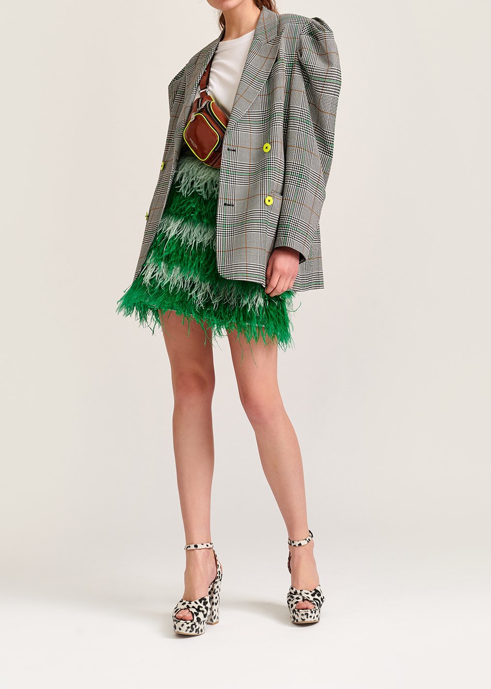 Off-white plaid double-breasted blazer RE—SSENTIEL second-hand photo 3