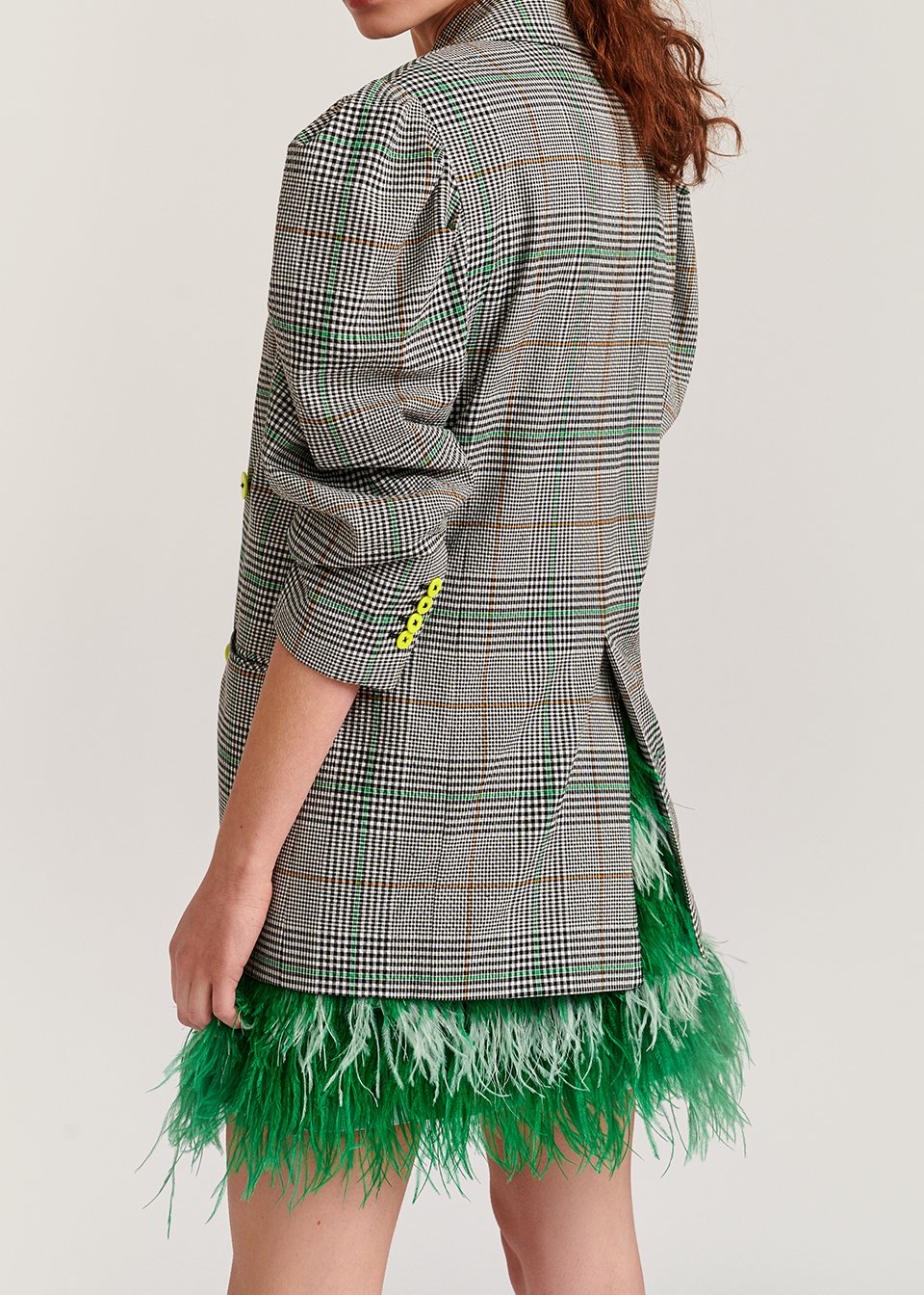 Off-white plaid double-breasted blazer RE—SSENTIEL second-hand photo 6