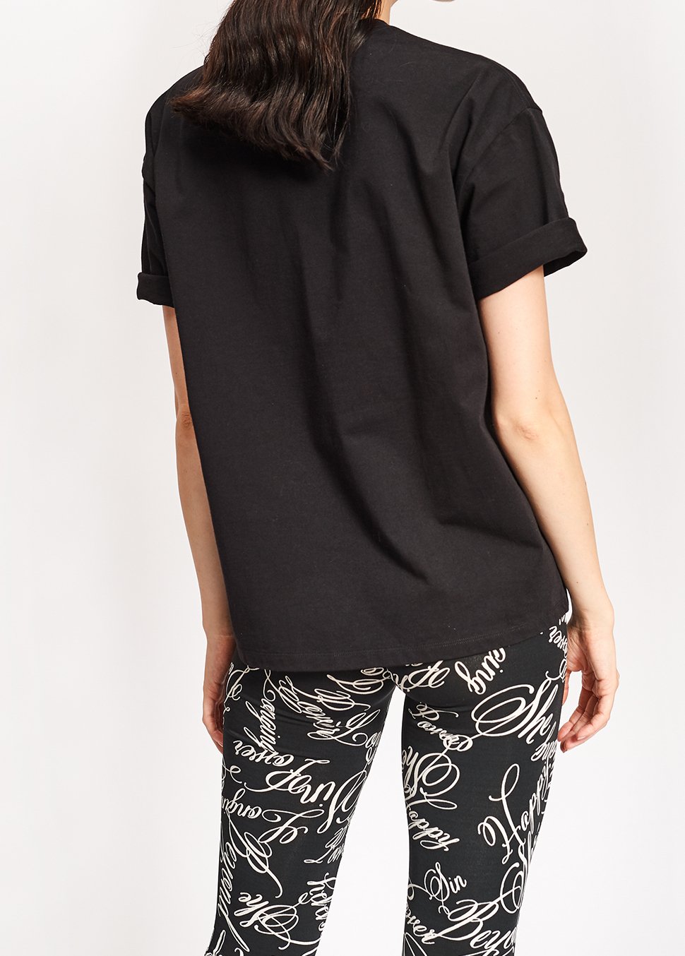 T-shirt noir en jersey de coton avec imprimé RE—SSENTIEL seconde main photo 4