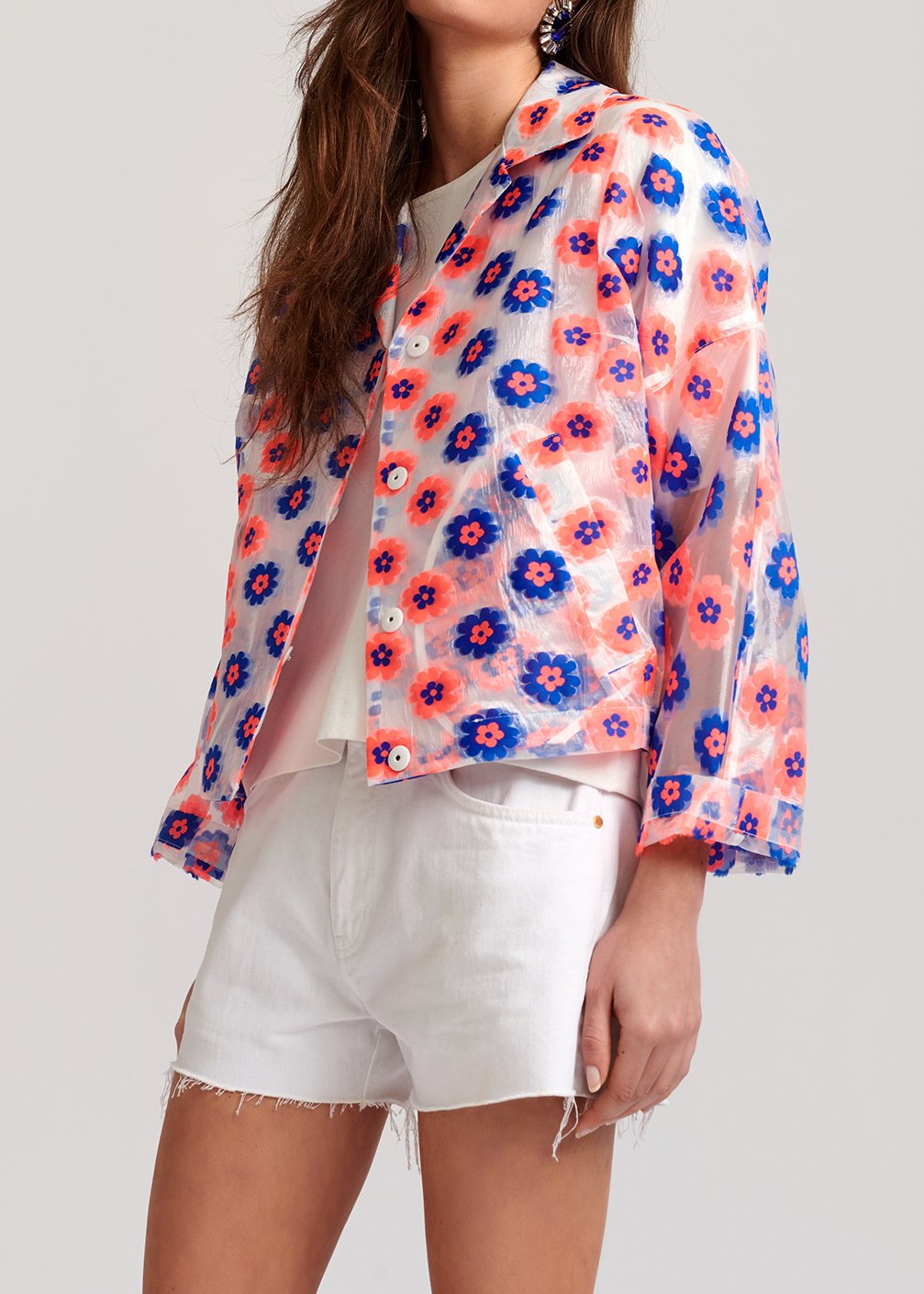 Doorzichtig vest met neonroze en blauwe bloemen RE—SSENTIEL tweedehands photo 4