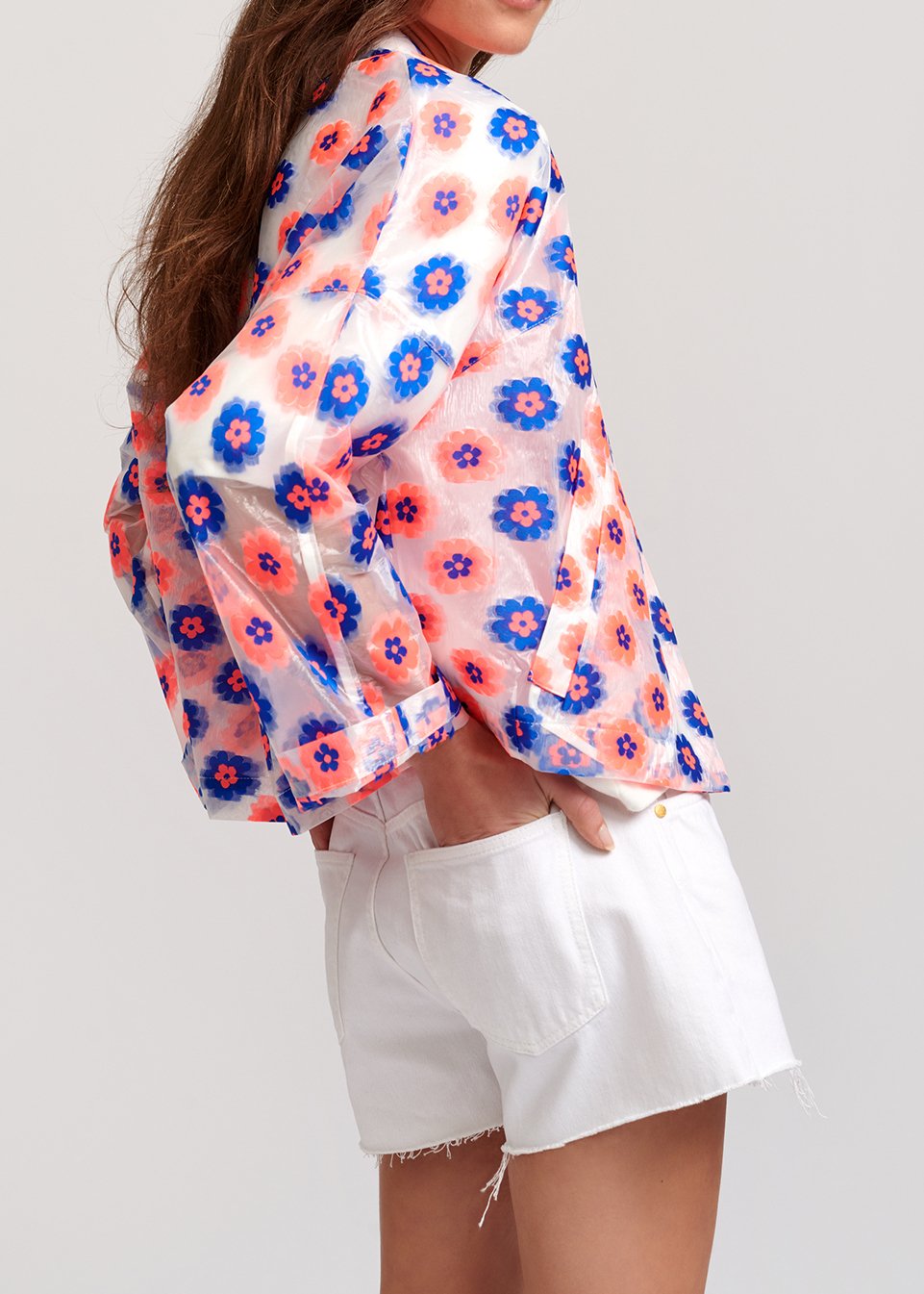 Doorzichtig vest met neonroze en blauwe bloemen RE—SSENTIEL tweedehands photo 5