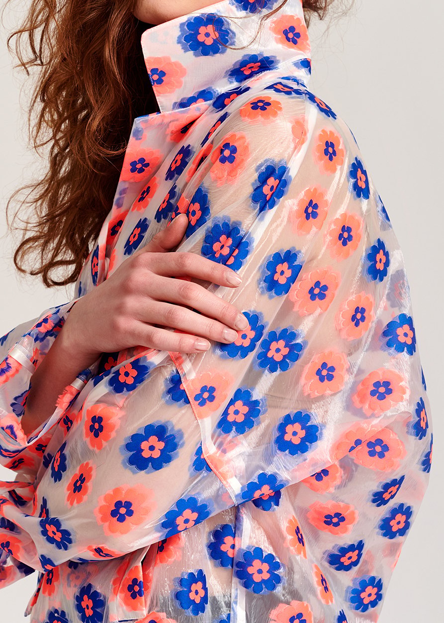 Doorzichtig vest met neonroze en blauwe bloemen RE—SSENTIEL tweedehands photo 6