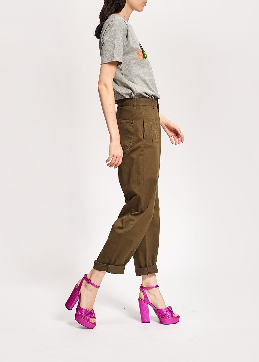 Pantalon treillis vert armé en coton RE—SSENTIEL seconde main photo 6
