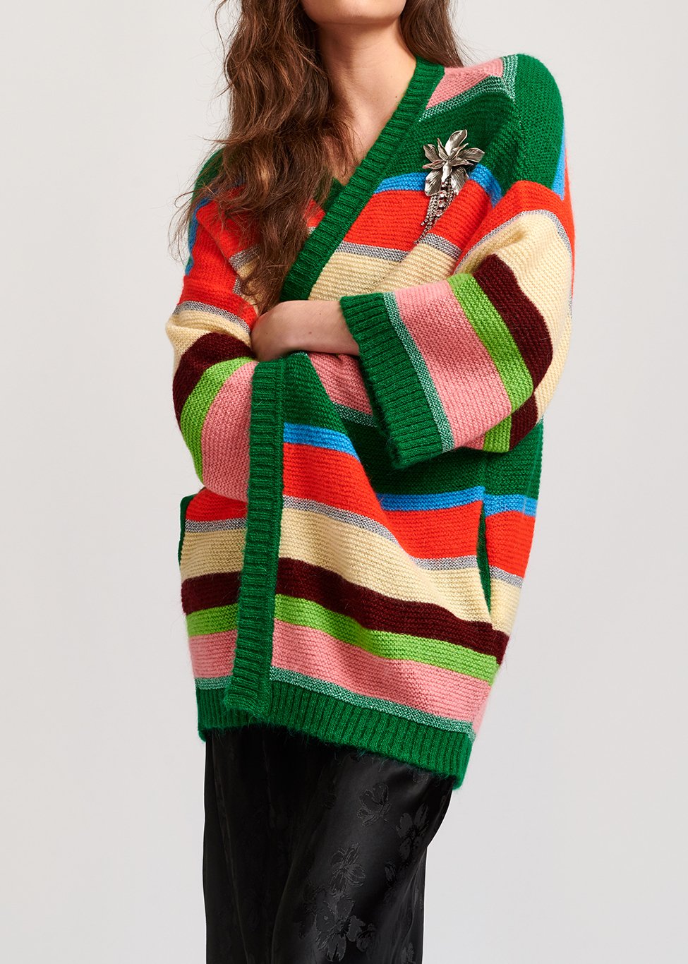 Cardigan à  rayures vert, orange et rose RE—SSENTIEL seconde main photo 5