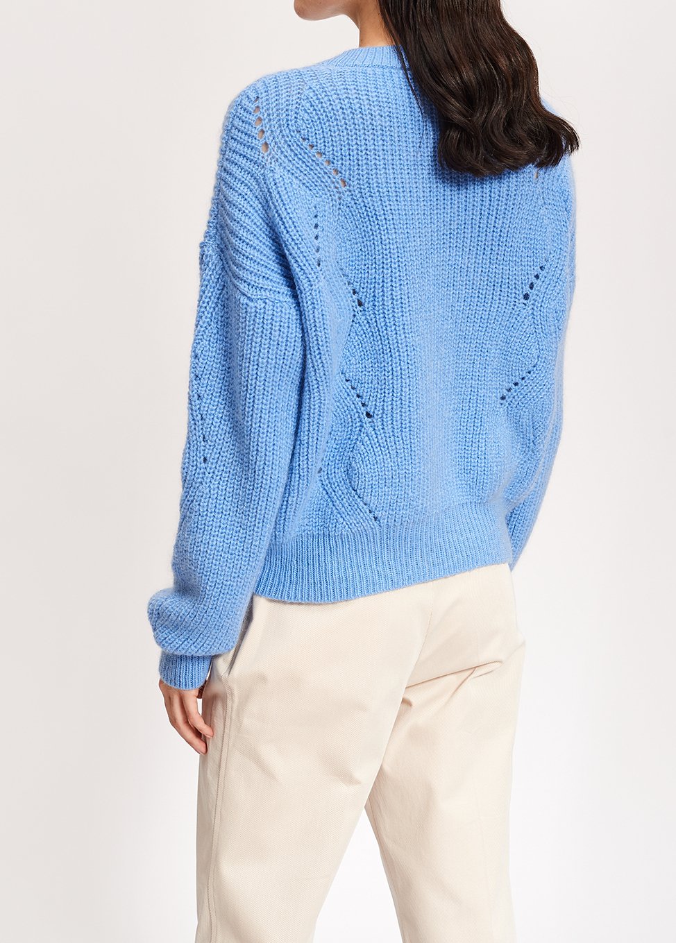 Pull côtelé bleu pà¢le en mélange de mohair RE—SSENTIEL seconde main photo 4