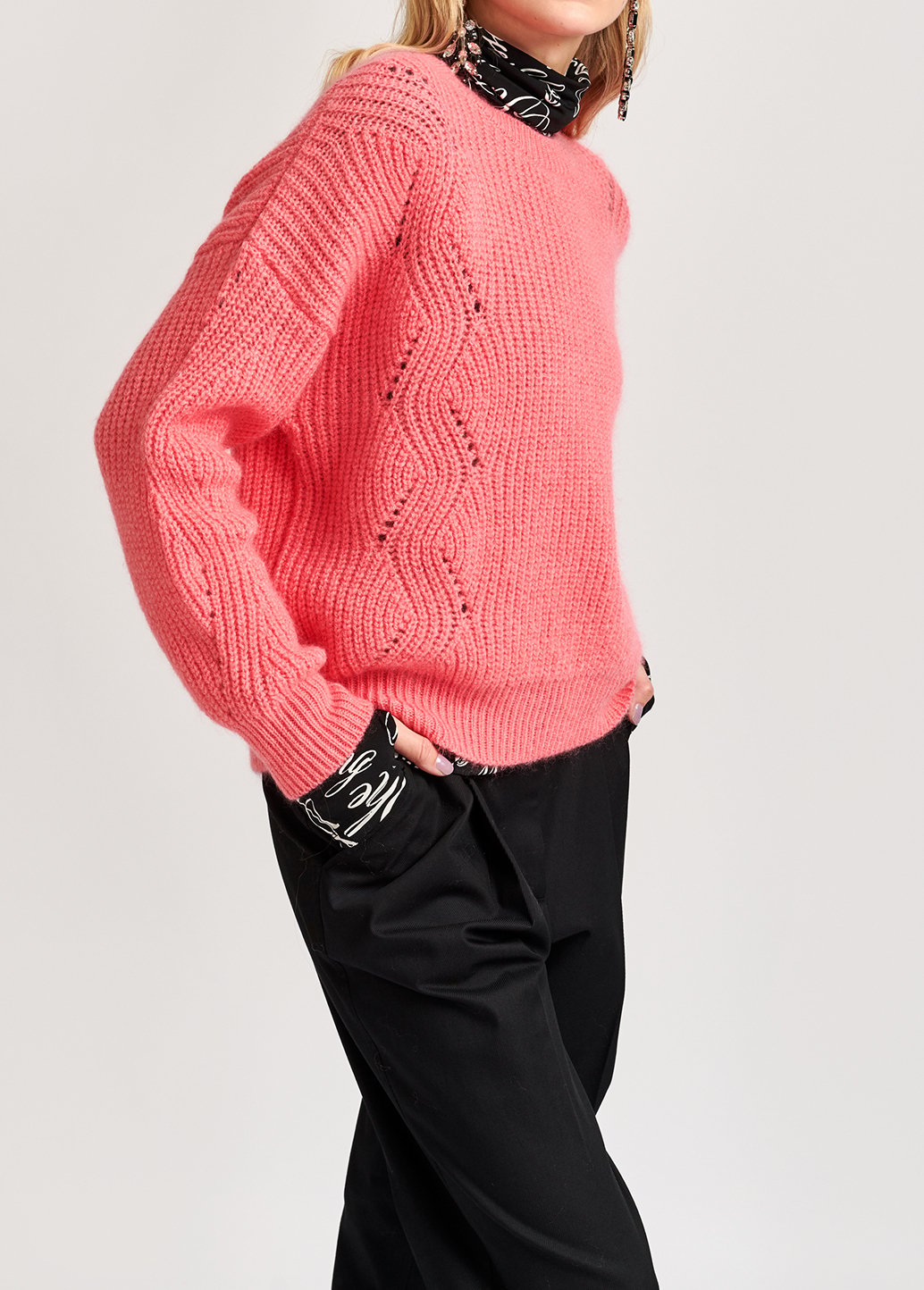 Pull côtelé rose en mélange de mohair RE—SSENTIEL seconde main photo 3