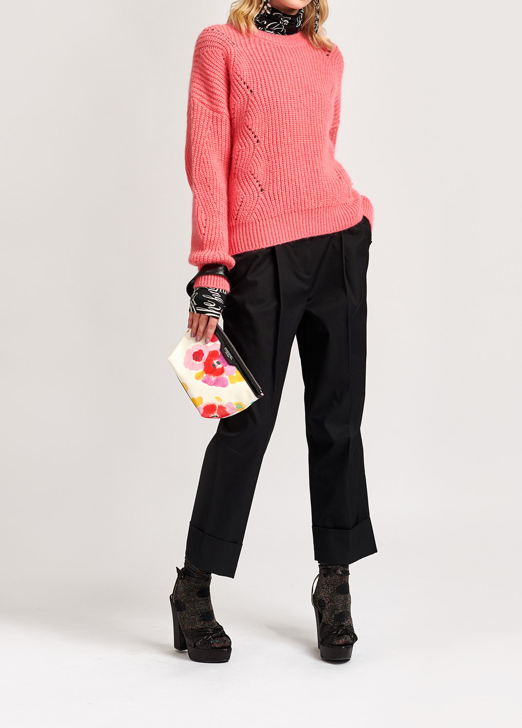 Pull côtelé rose en mélange de mohair RE—SSENTIEL seconde main photo 4