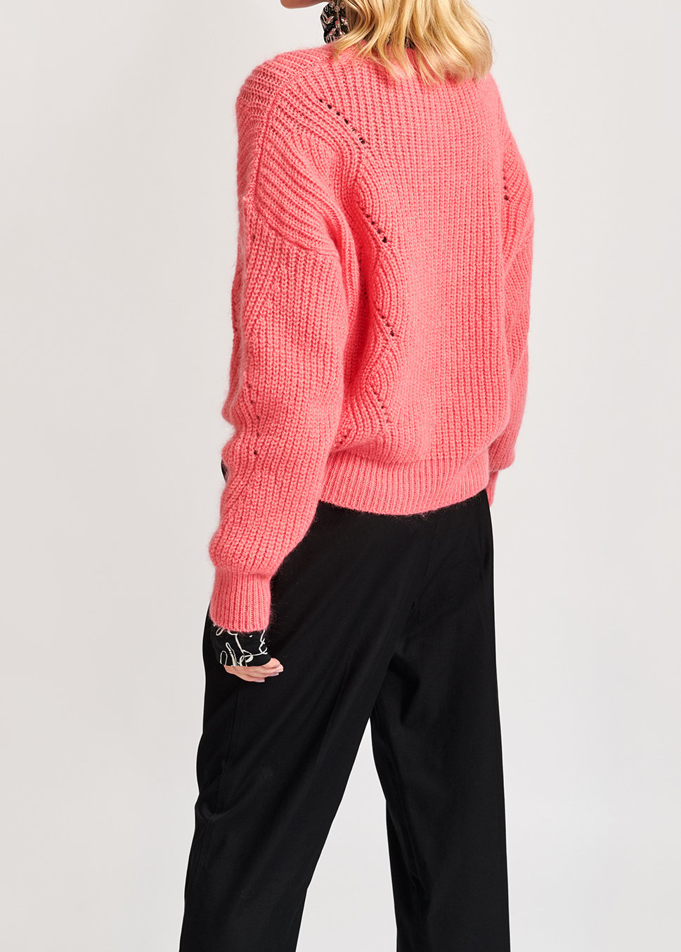 Pull côtelé rose en mélange de mohair RE—SSENTIEL seconde main photo 6