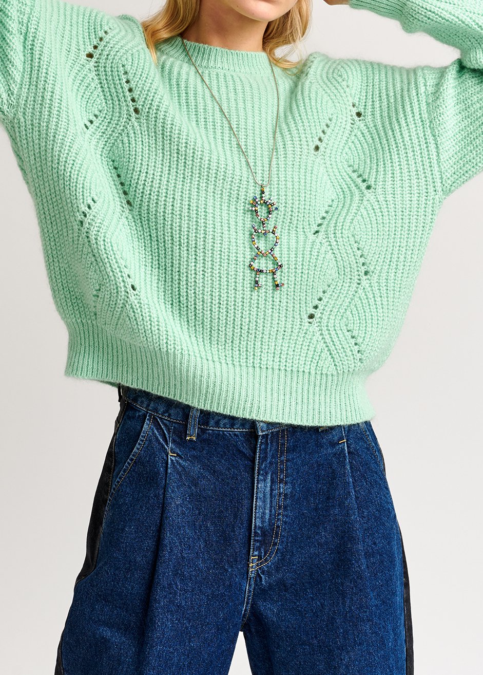 Mint green ribbed mohair-blend sweater RE—SSENTIEL second-hand photo 3