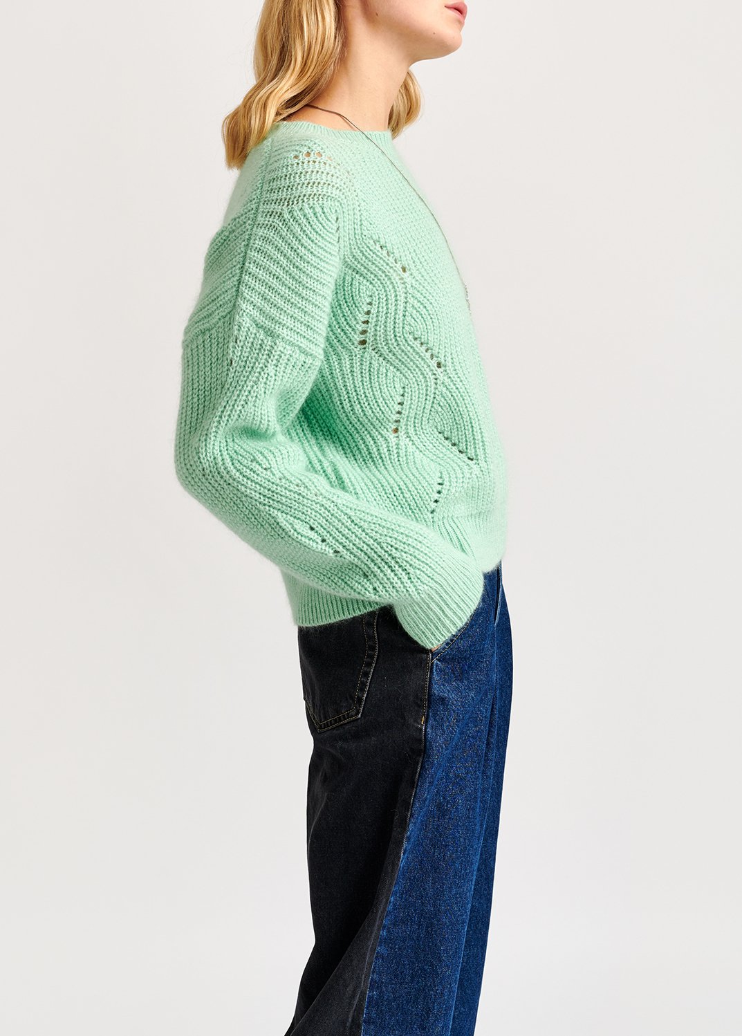 Mint green ribbed mohair-blend sweater RE—SSENTIEL second-hand photo 5