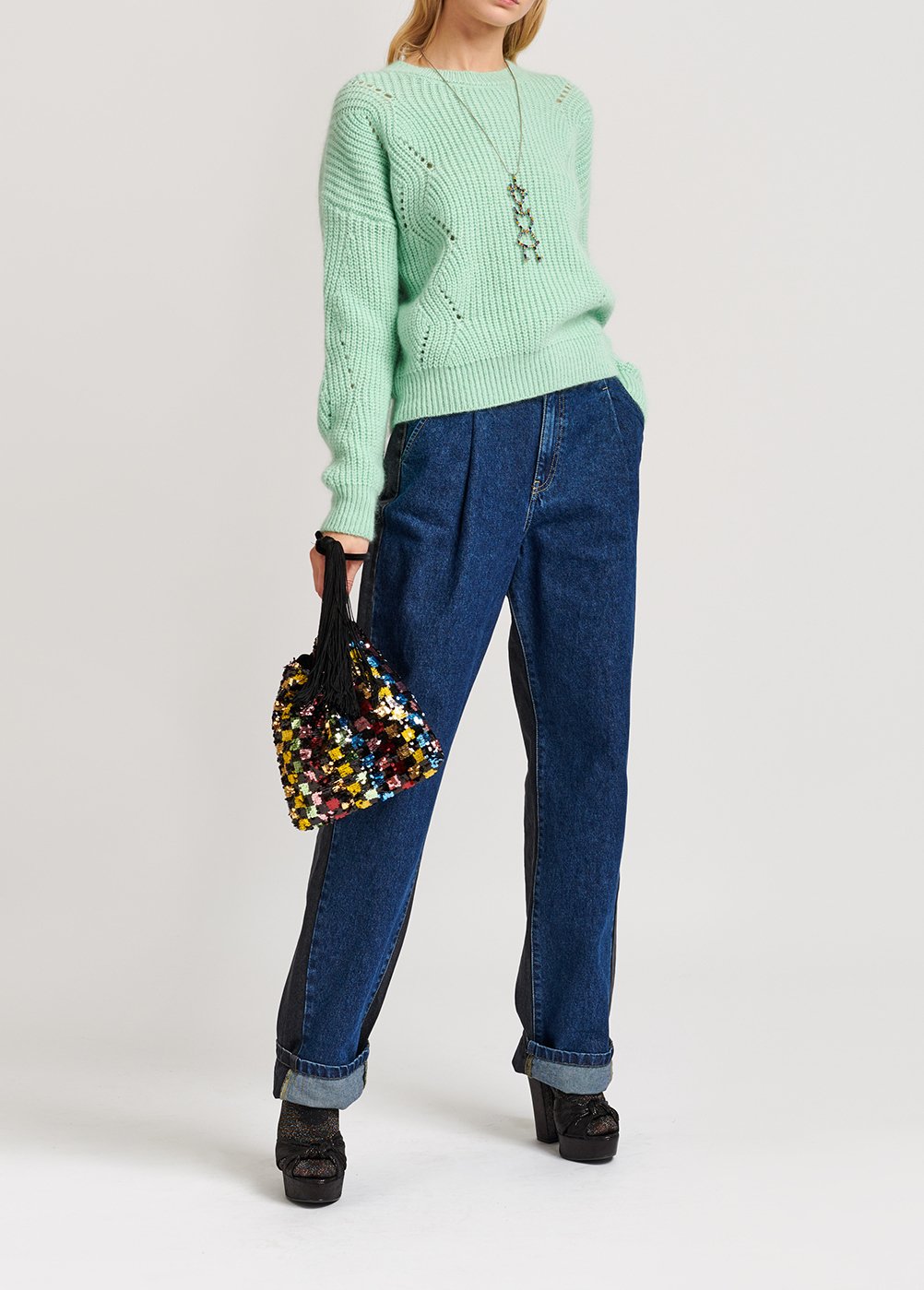 Mint green ribbed mohair-blend sweater RE—SSENTIEL second-hand photo 7