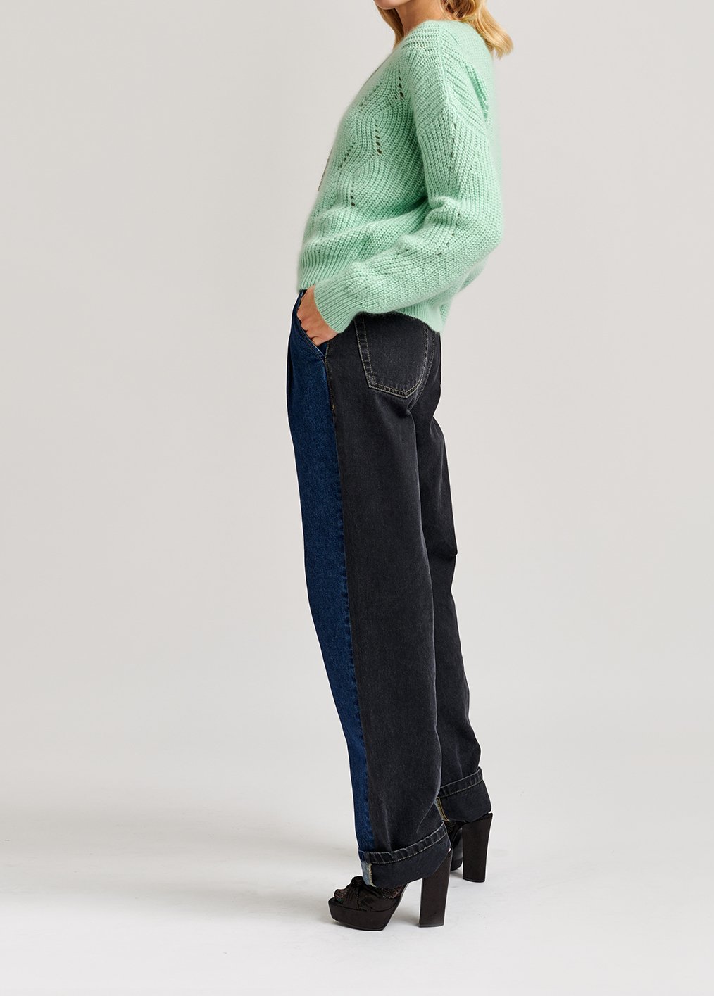 Mint green ribbed mohair-blend sweater RE—SSENTIEL second-hand photo 8