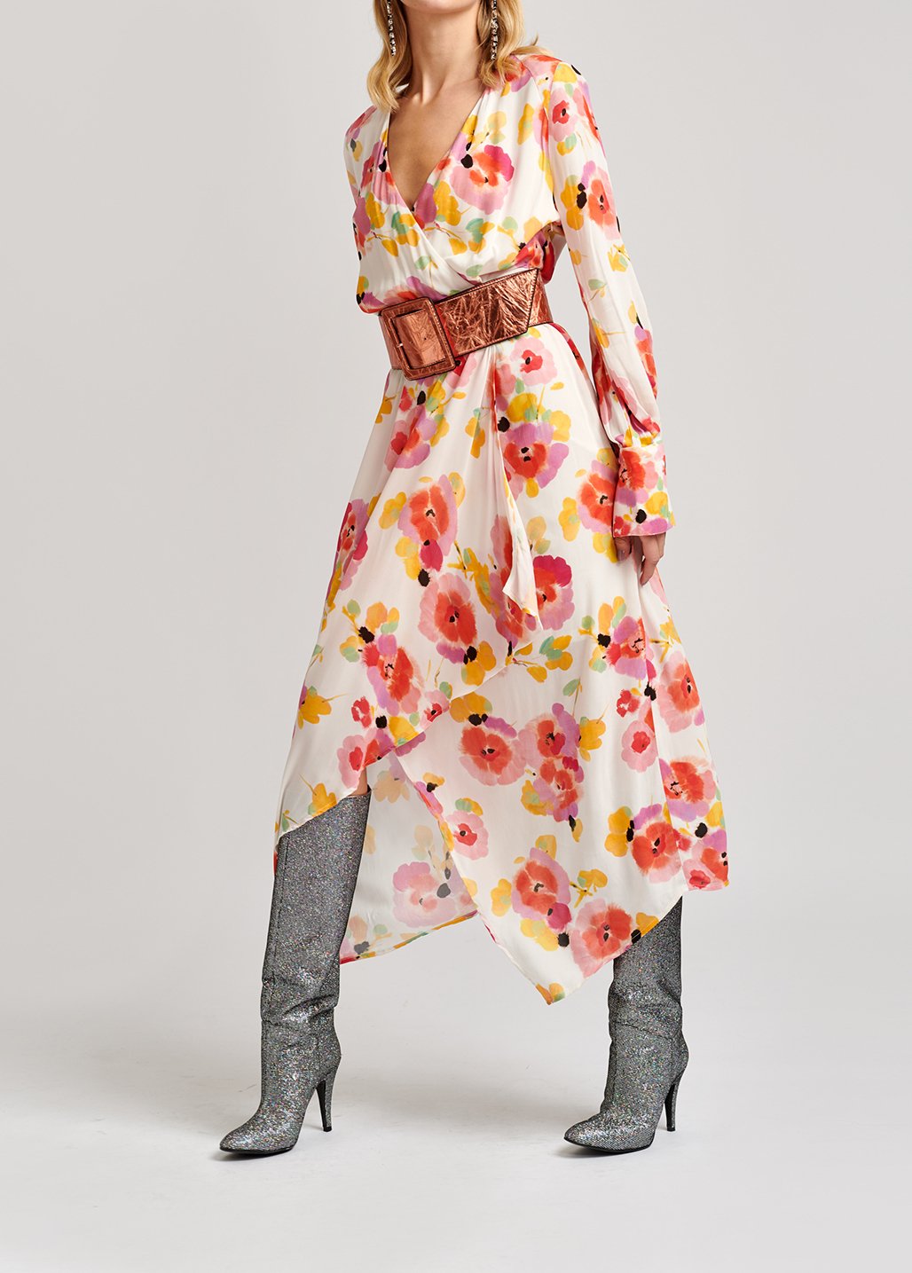 Robe midi blanc cassé à  imprimé floral RE—SSENTIEL seconde main photo 8