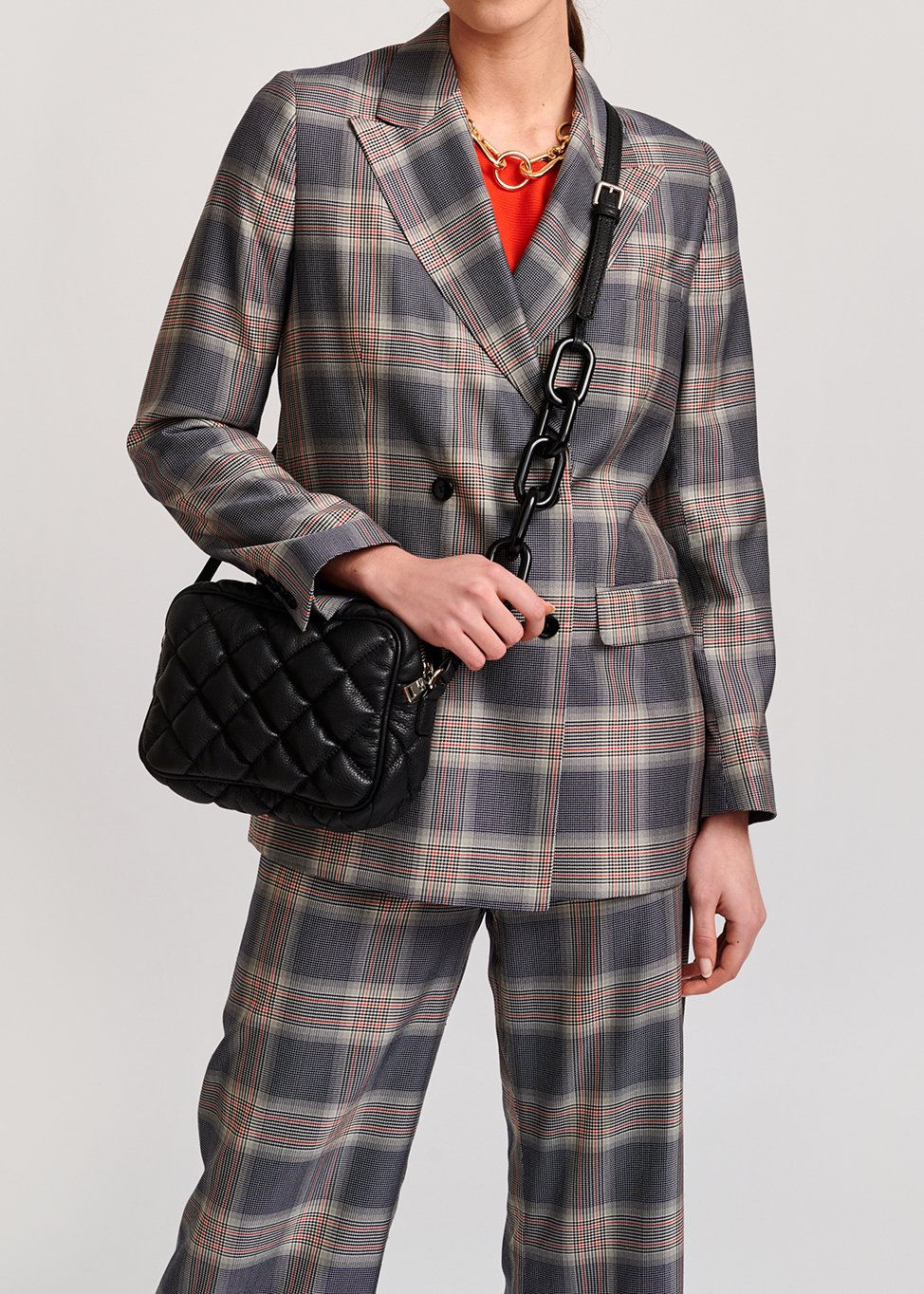 Grey plaid double-breasted blazer RE—SSENTIEL second-hand photo 5