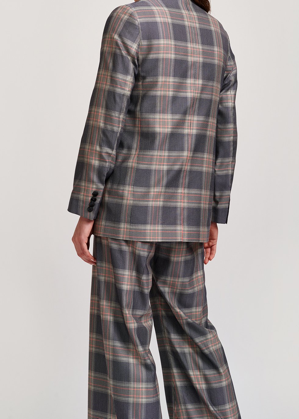 Grey plaid double-breasted blazer RE—SSENTIEL second-hand photo 6