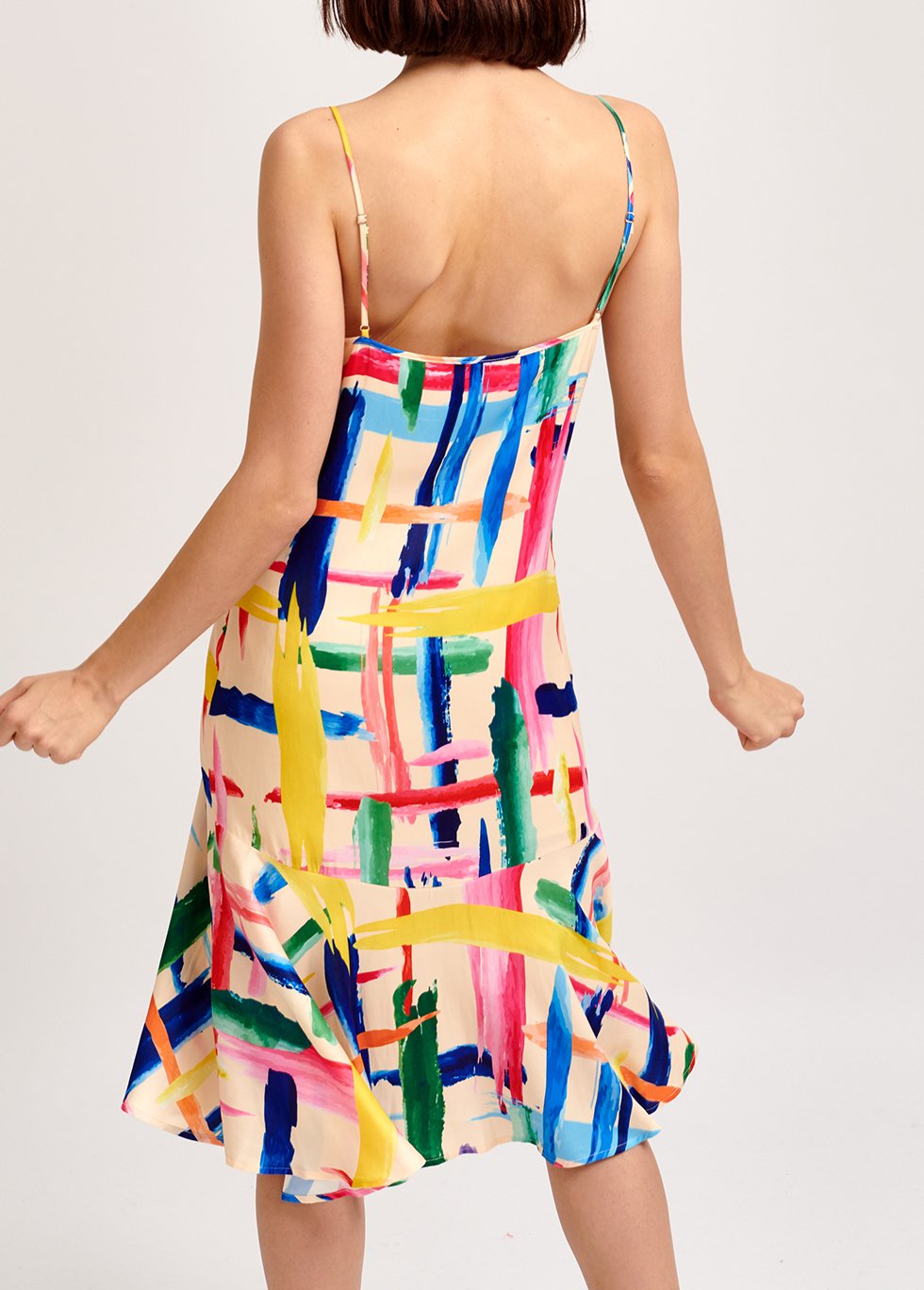 Robe midi à  rayures graphiques multicolores RE—SSENTIEL seconde main photo 4