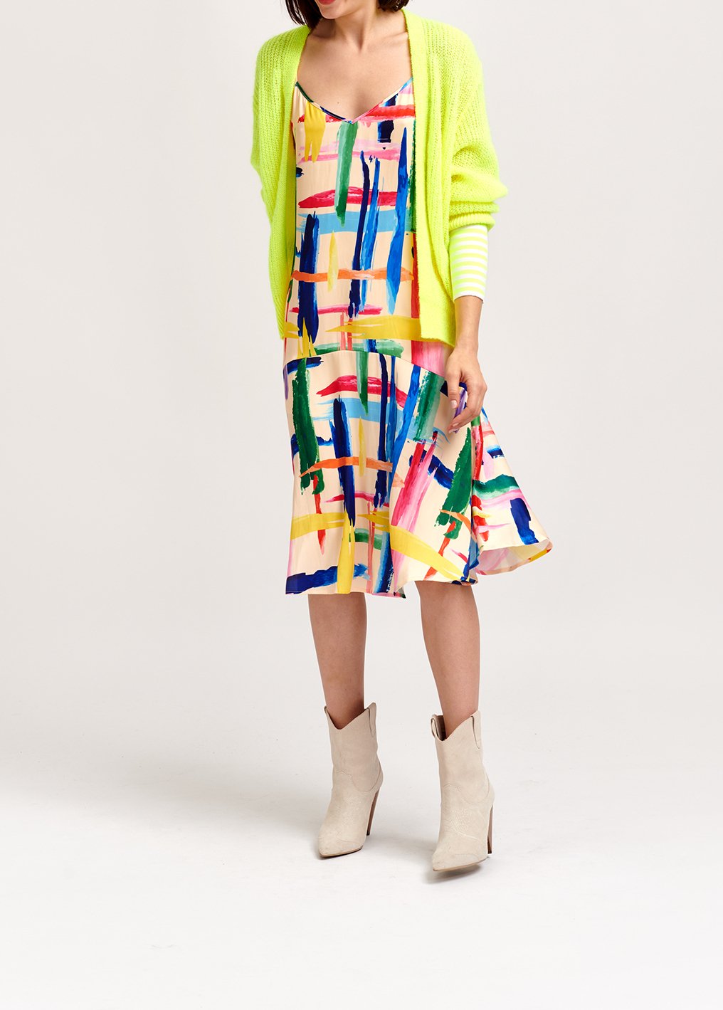 Robe midi à  rayures graphiques multicolores RE—SSENTIEL seconde main photo 7