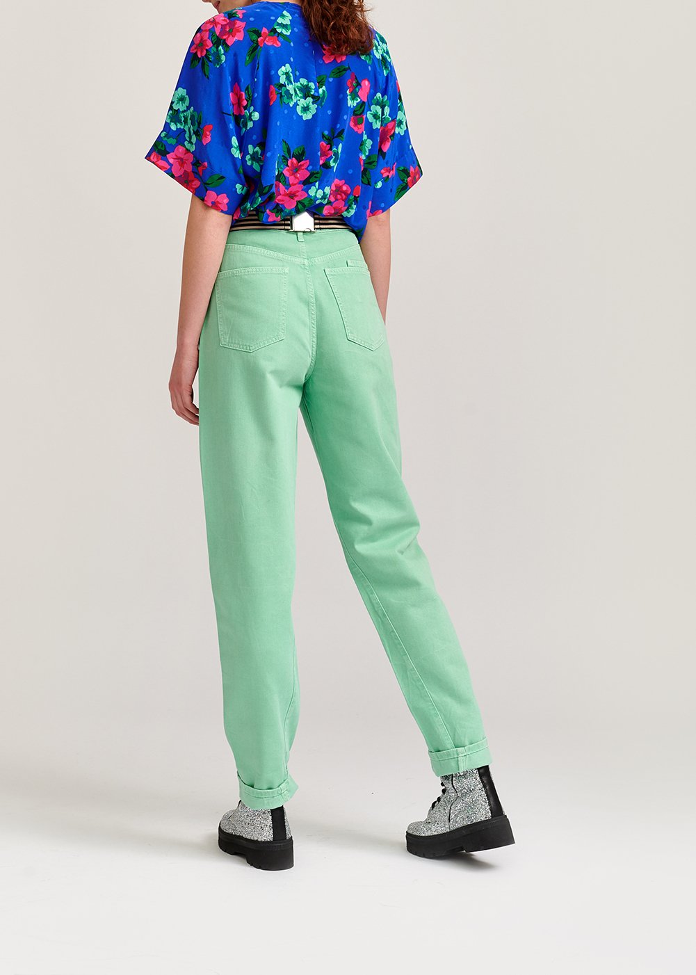 Blue floral and polka dot silk top RE—SSENTIEL second-hand photo 5