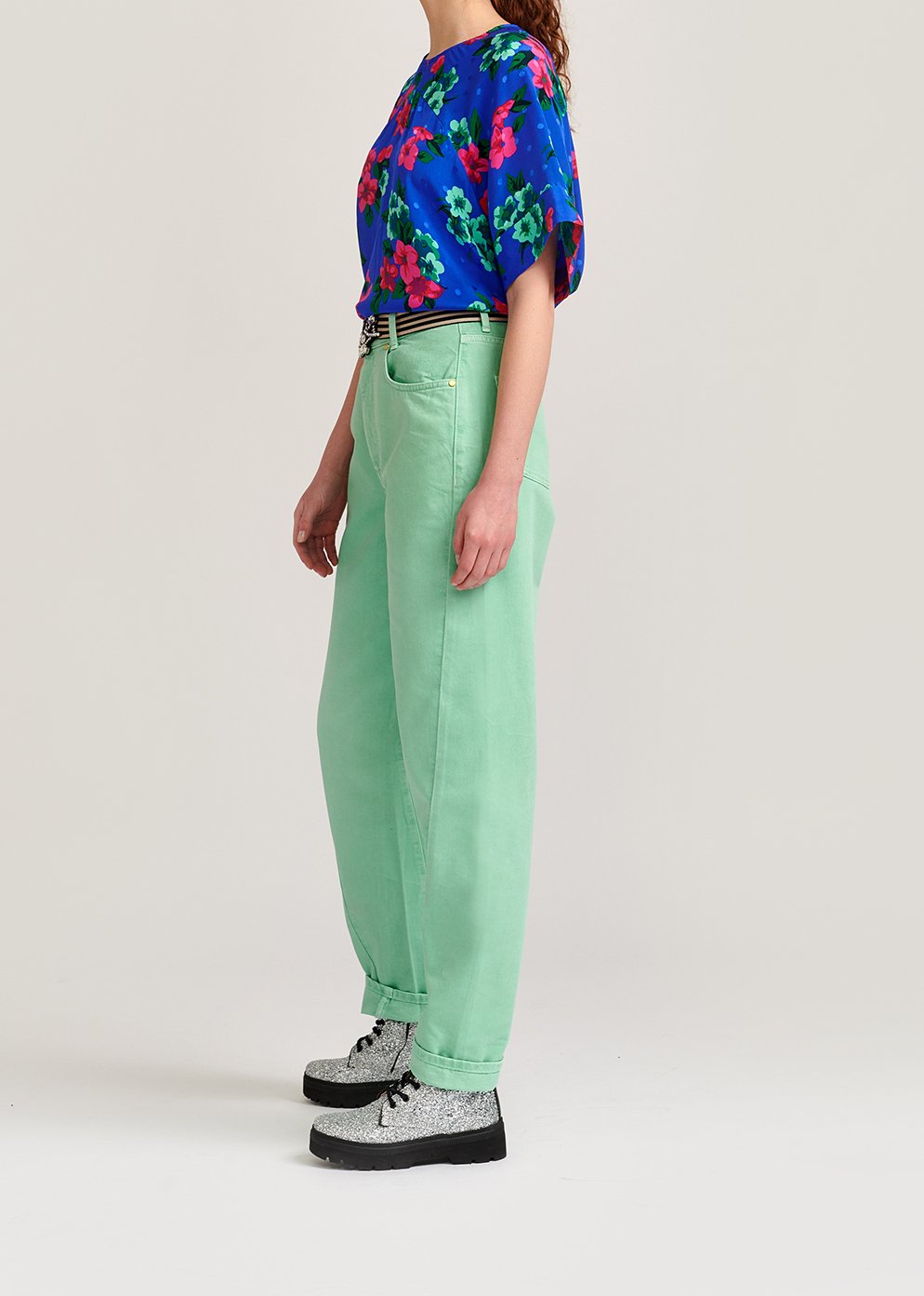 Blue floral and polka dot silk top RE—SSENTIEL second-hand photo 8