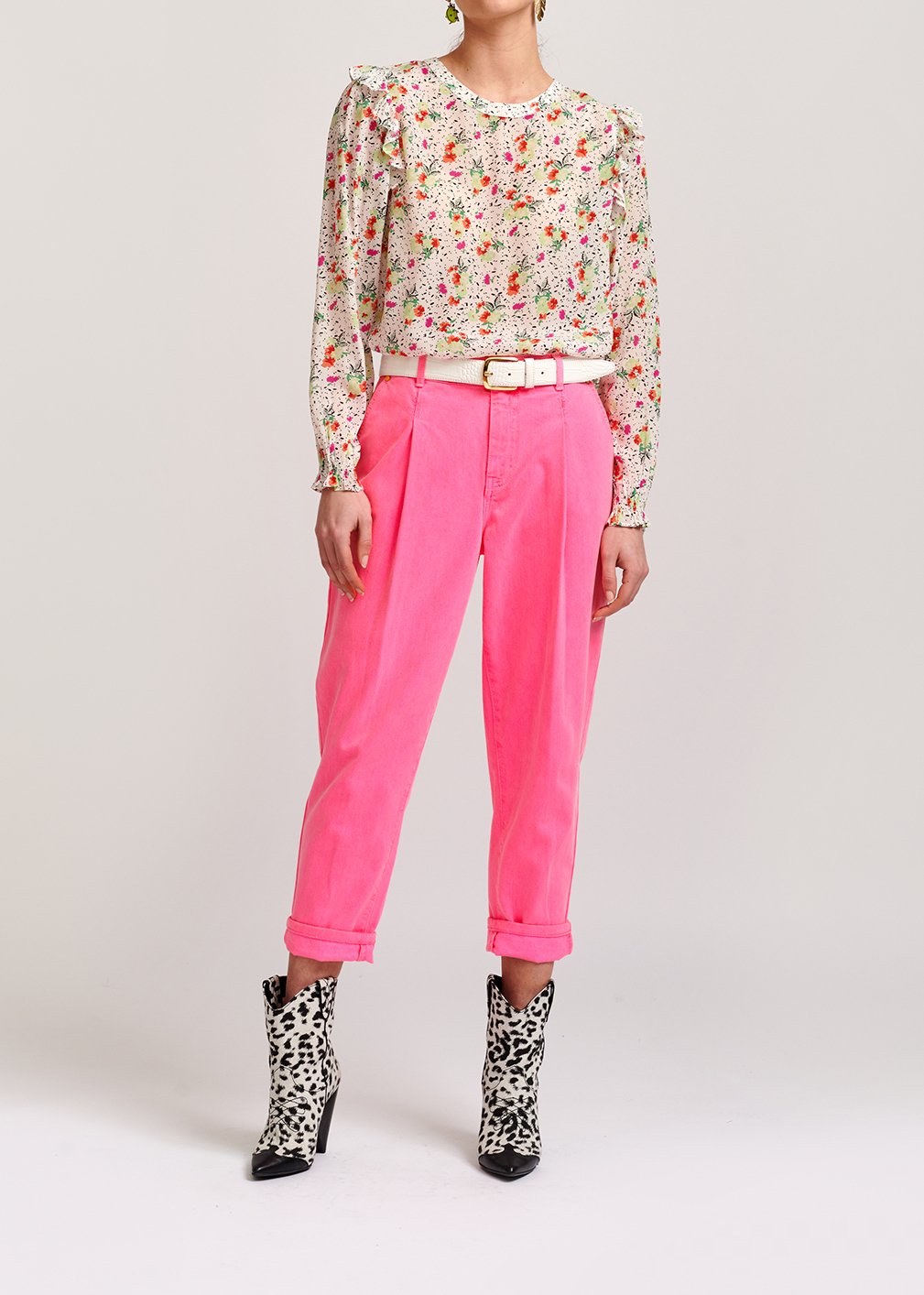 Gebroken witte top met ruches en bloemenprint RE—SSENTIEL tweedehands photo 8