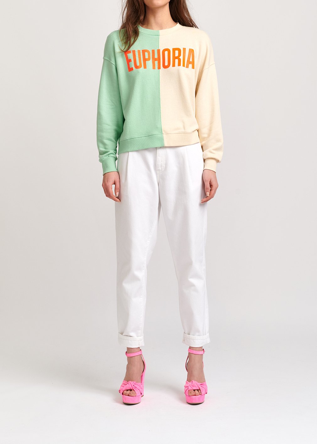 Sweatshirt 'euphoria' vert menthe et beige RE—SSENTIEL seconde main photo 4