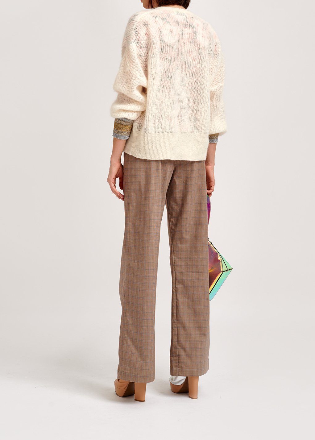 Pantalon de jogging beige au motif tartan RE—SSENTIEL seconde main photo 7
