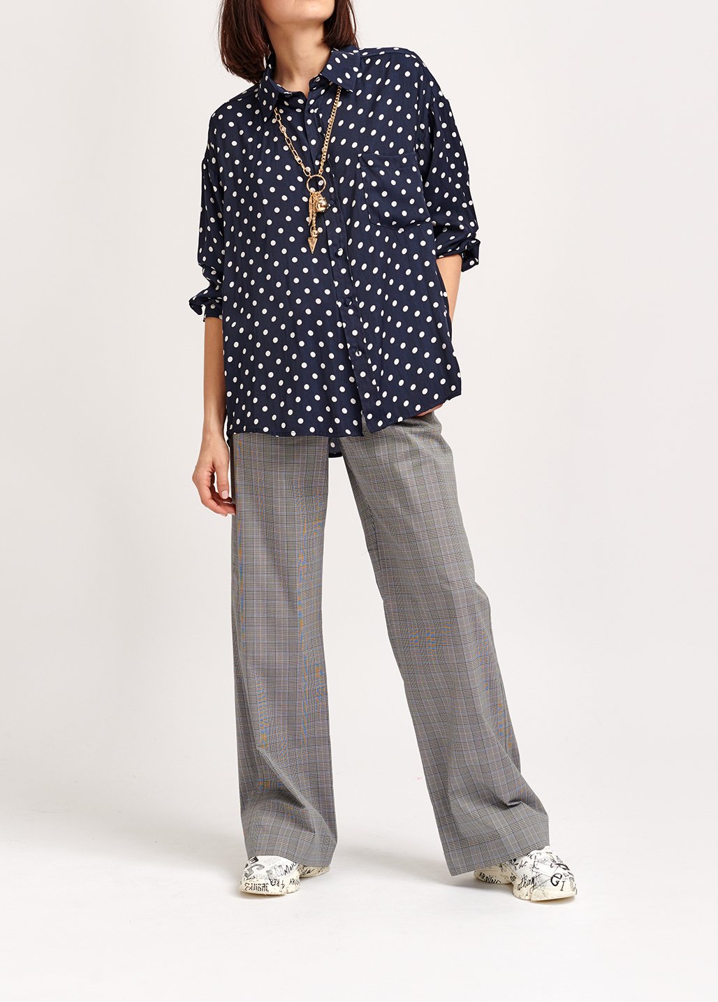 Grey plaid track pants RE—SSENTIEL second-hand photo 3