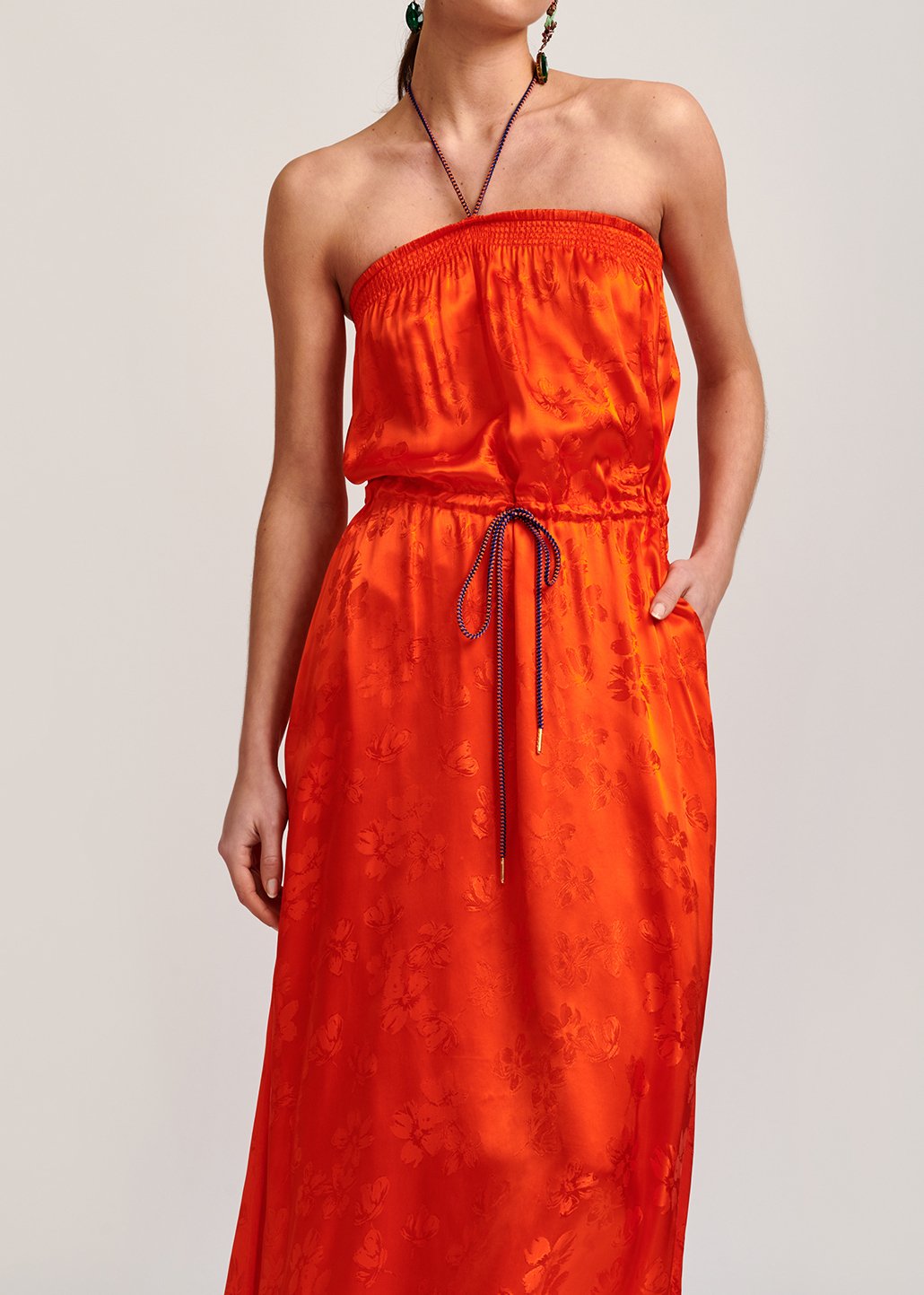 Robe maxi en jacquard orange à  fleurs RE—SSENTIEL seconde main photo 4
