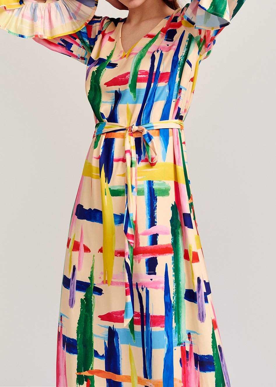 Robe midi à  rayures graphiques avec ceinture RE—SSENTIEL seconde main photo 3