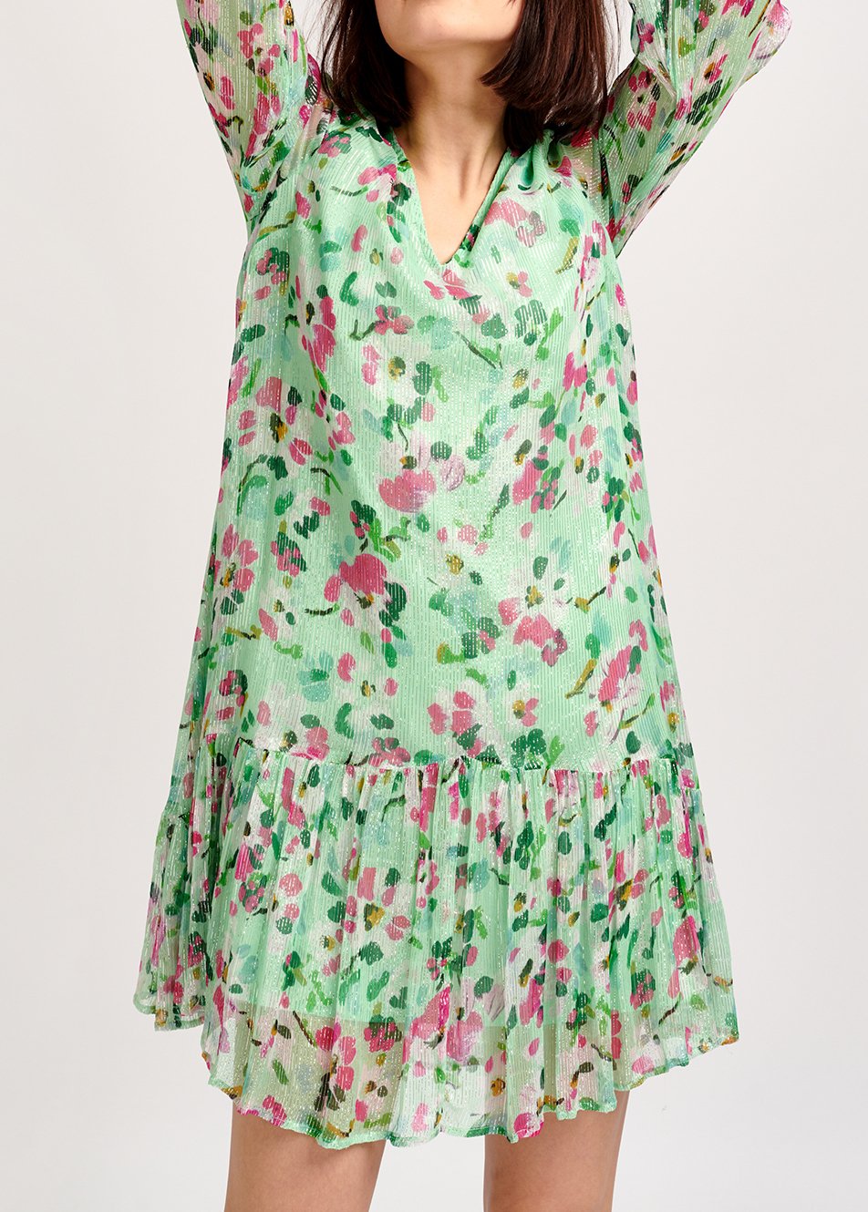 Mint green floral-print a-line dress RE—SSENTIEL second-hand photo 3