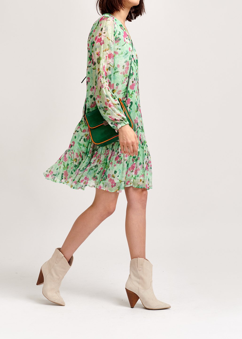 Mint green floral-print a-line dress RE—SSENTIEL second-hand photo 5