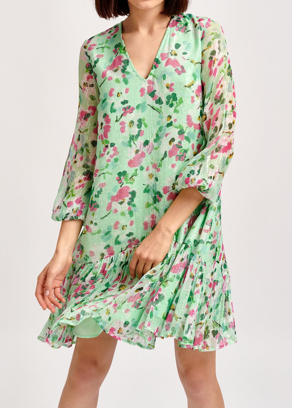 Mint green floral-print a-line dress RE—SSENTIEL second-hand photo 7