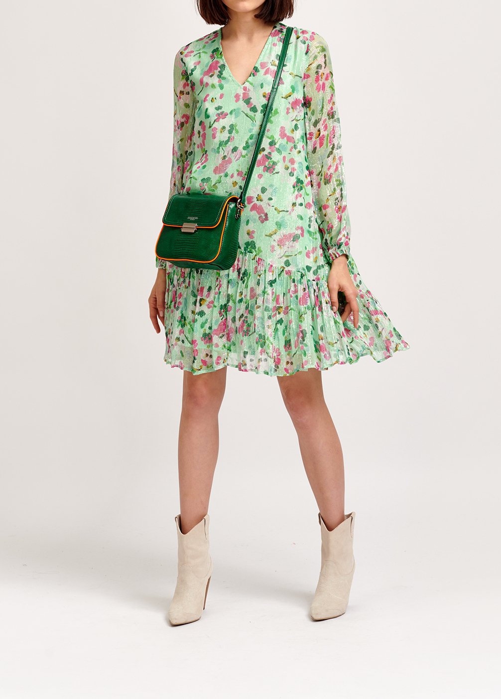 Mint green floral-print a-line dress RE—SSENTIEL second-hand photo 8