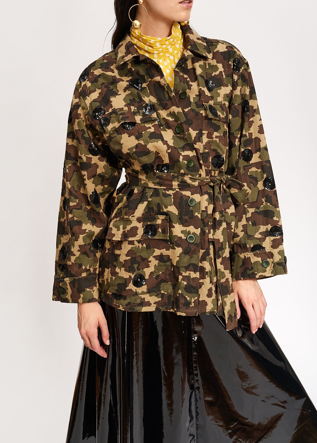 Katoenen jas met camouflageprint en zwarte stippen RE—SSENTIEL tweedehands photo 3