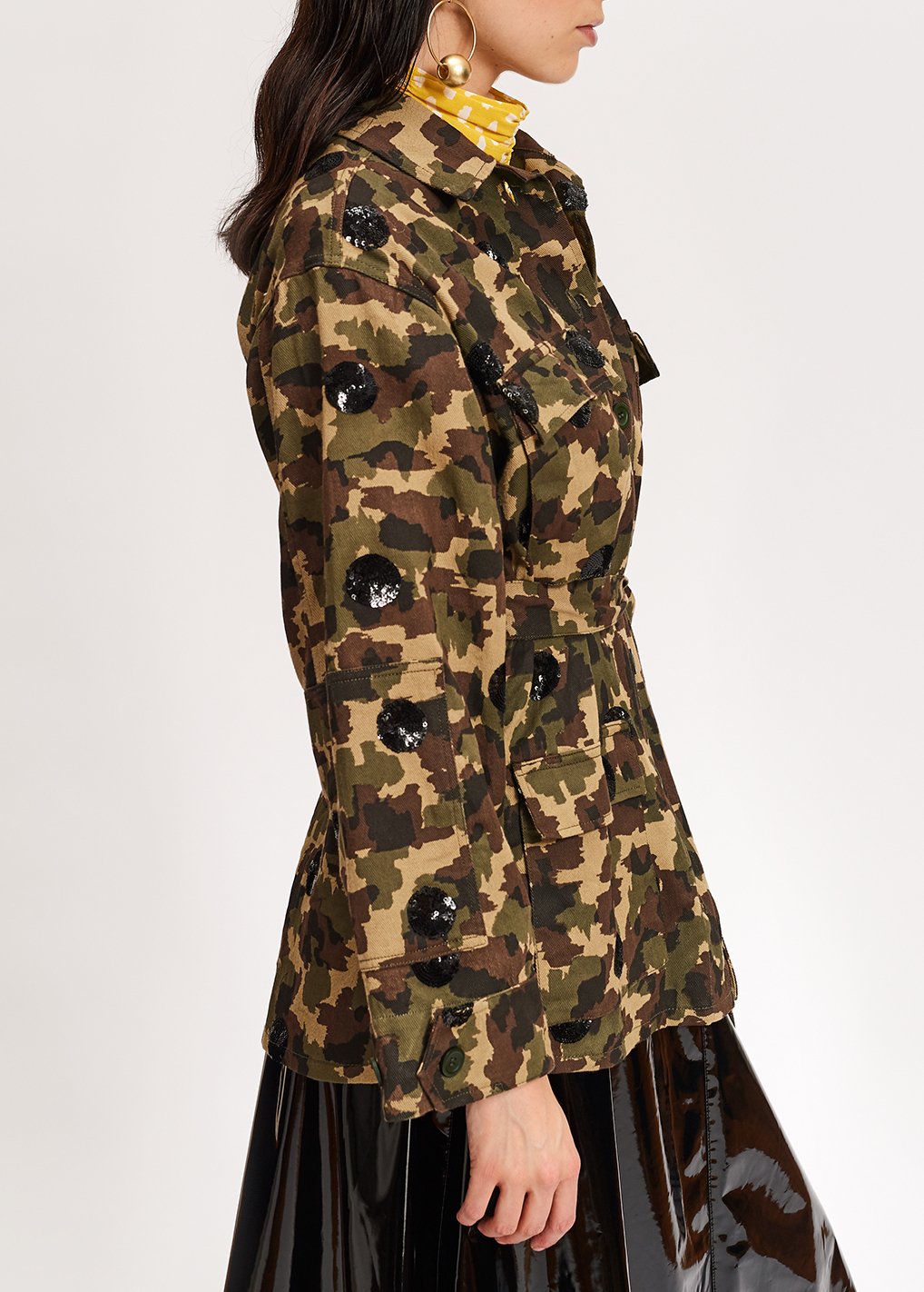 Katoenen jas met camouflageprint en zwarte stippen RE—SSENTIEL tweedehands photo 6
