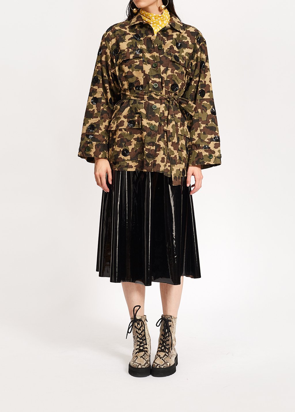 Katoenen jas met camouflageprint en zwarte stippen RE—SSENTIEL tweedehands photo 7