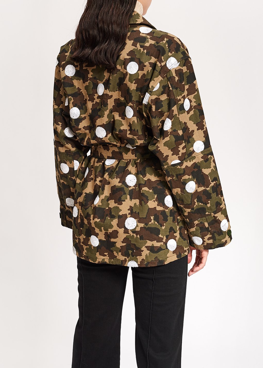 Camouflage-print cotton jacket with white sequin polka dots RE—SSENTIEL second-hand photo 5