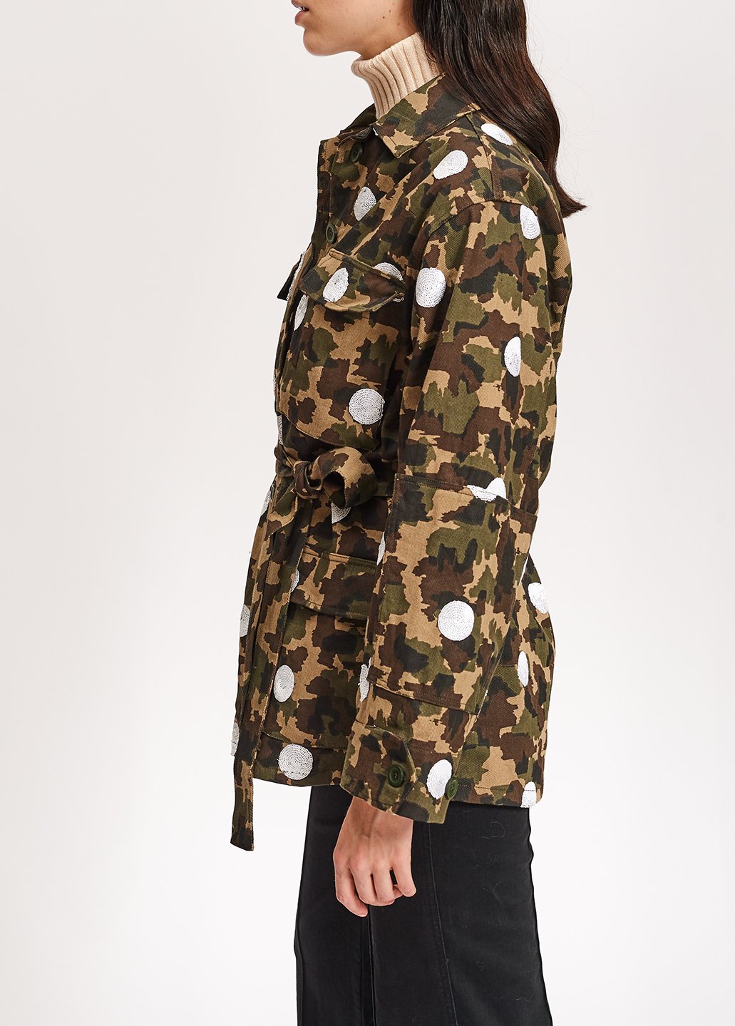 Camouflage-print cotton jacket with white sequin polka dots RE—SSENTIEL second-hand photo 7